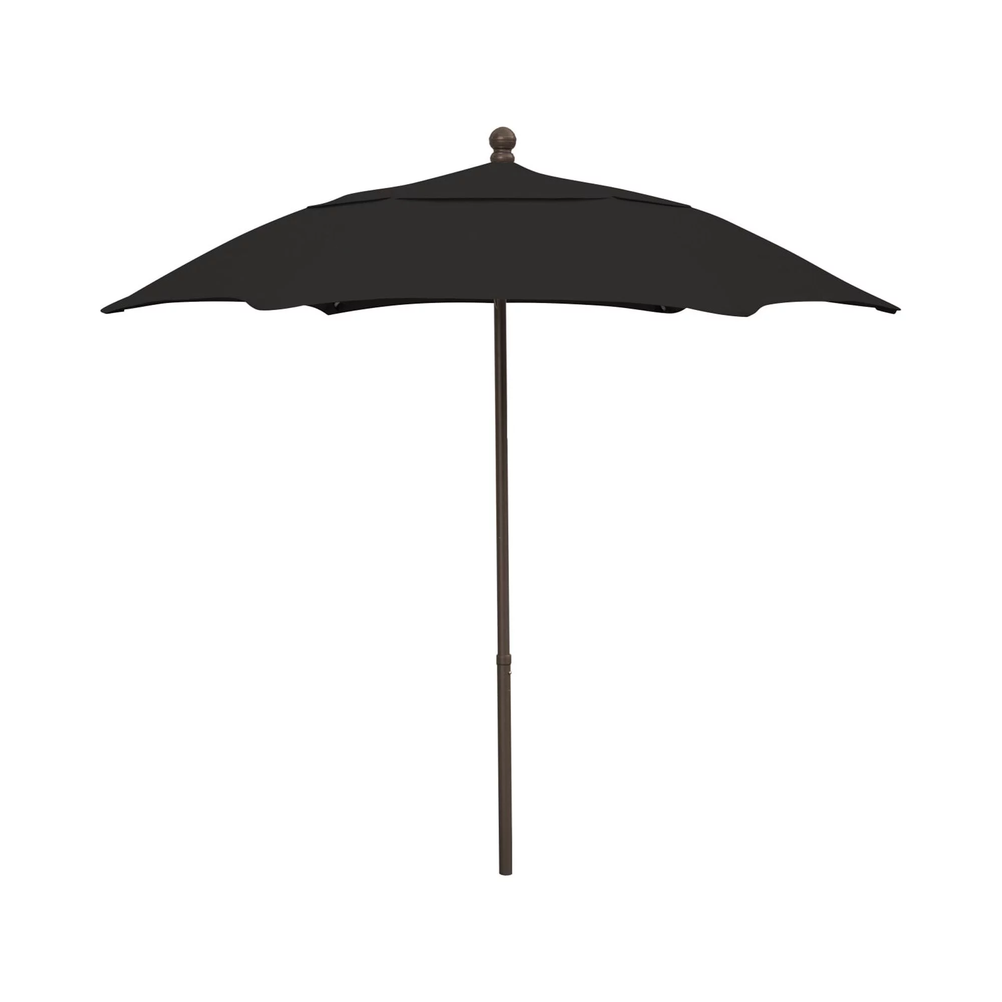 7.5' Hex Patio Umbrella 6 Rib Push Up Champagne Bronze with Black Spun Poly Canopy, 7HPUCB-Black