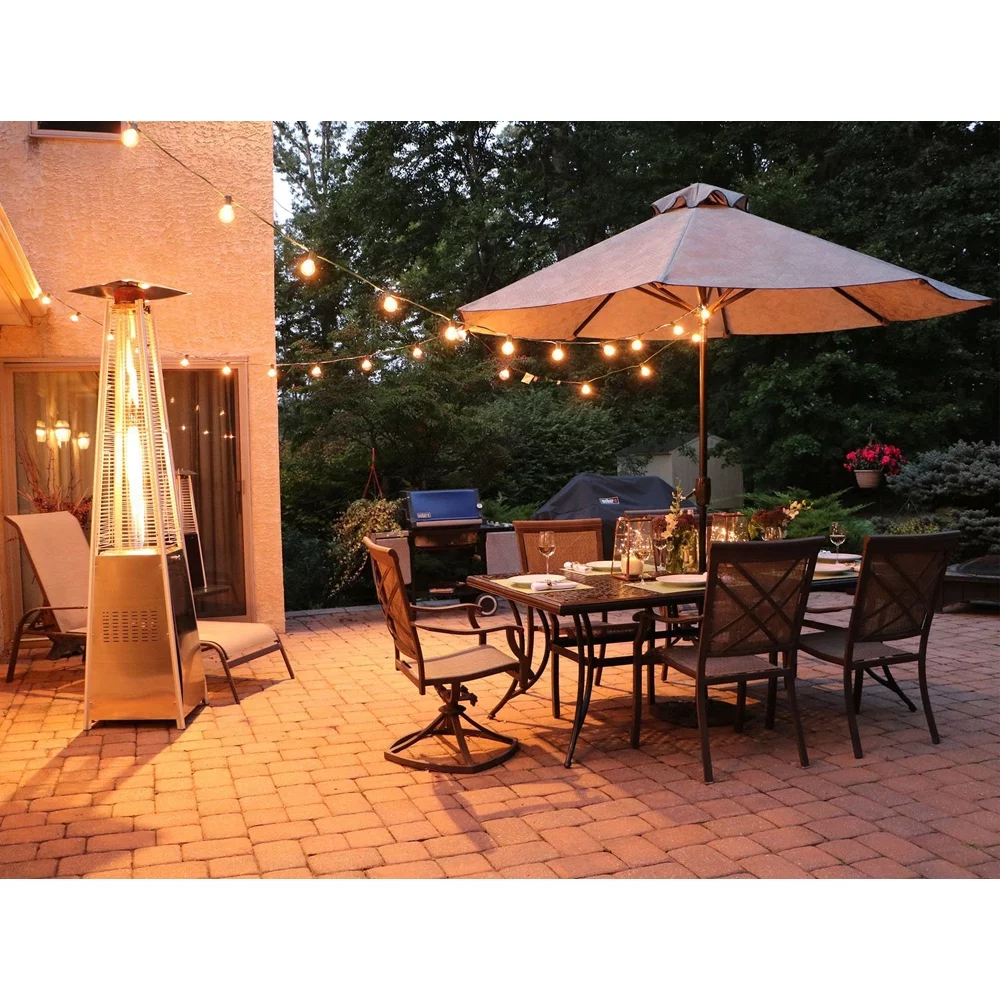 Hanover 7 ft. 42,000 BTU Pyramid Propane Patio Heater in Stainless Steel