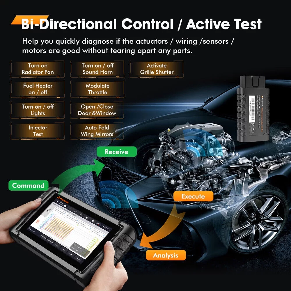 FOXWELL NT809BT OBD2 Scanner Code Reader Bi-Directional Scan Tool Bluetooth Wireless All System Car Diagnostic Tool