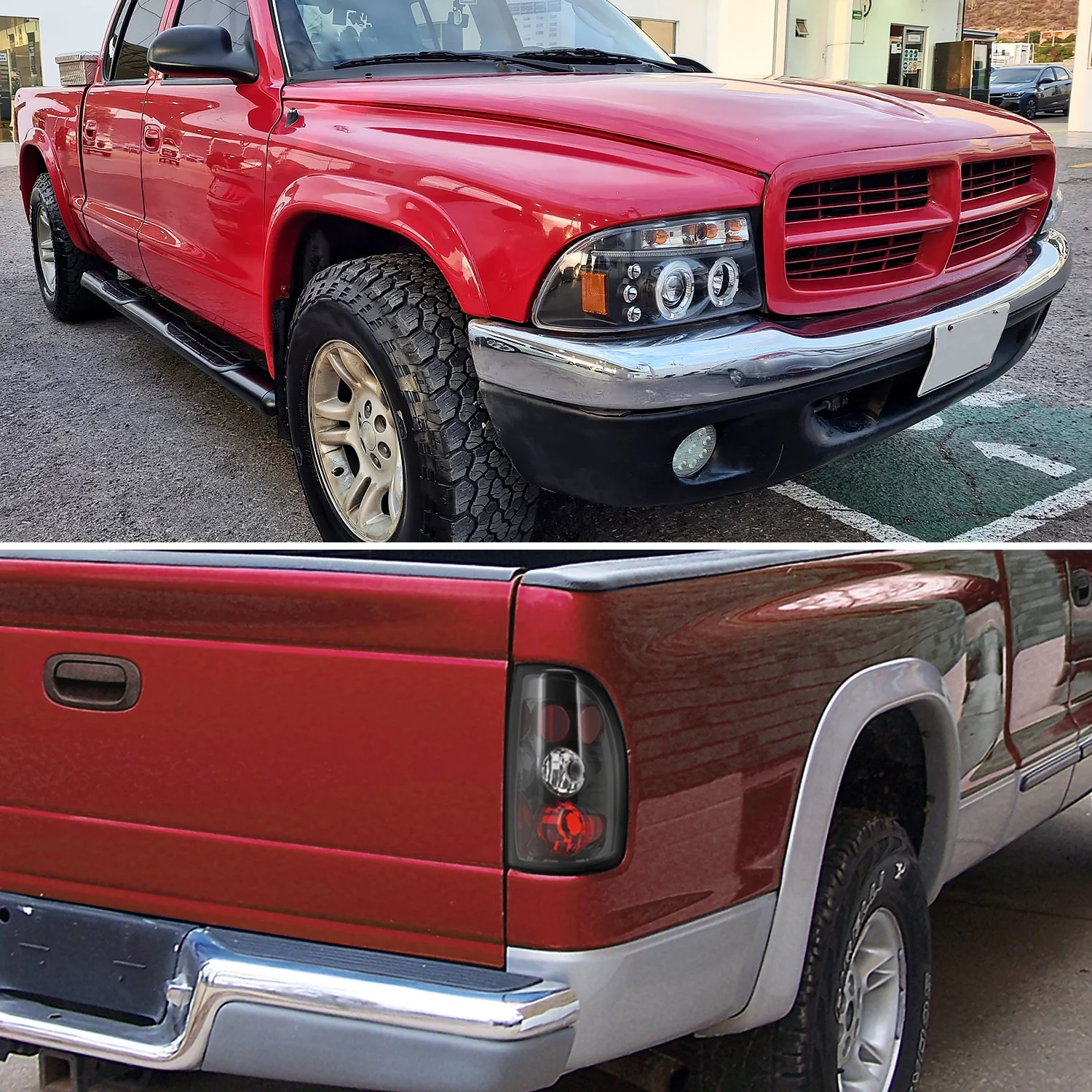 Spec-D Tuning Halo Projector Headlights Black + LED Fog Lamps Compatible with Dodge Dakota Left + Right Pair Headlamps Assembly