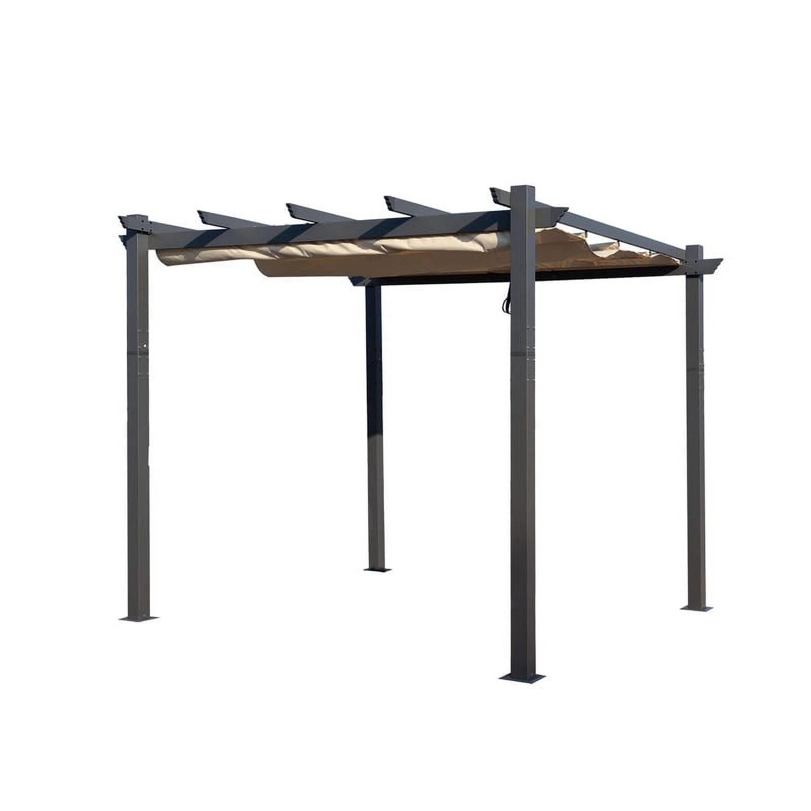 Kozyard Morgan Outdoor Extra-Large Gray Aluminum Frame Pergola with Sunshade Canopy (10'x10', Beige, Canopy Only)