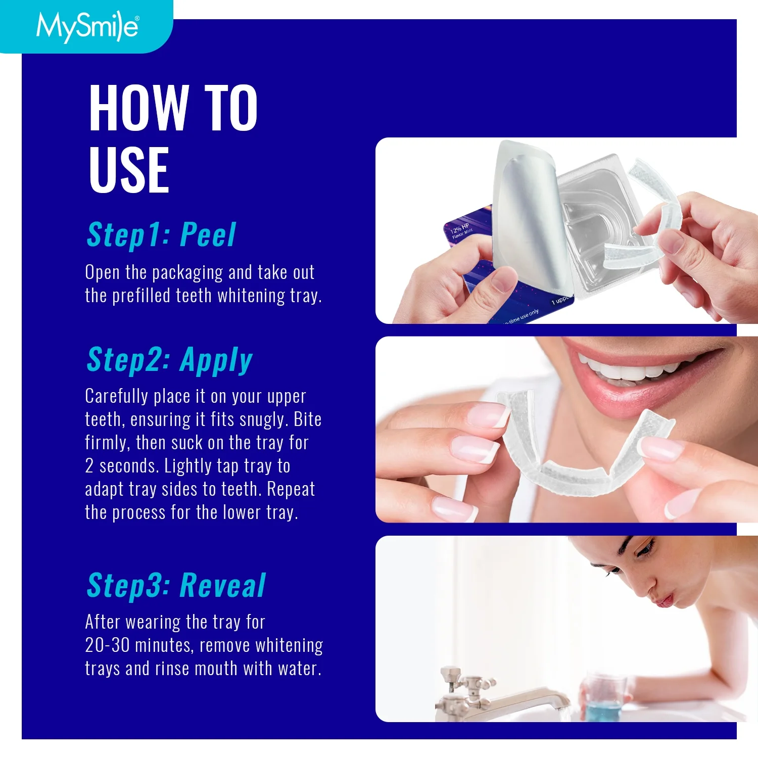 MySmile 14PC Teeth Whitening Trays - 12% Hydrogen Peroxide Teeth Whitening Gel Cool Mint Flavor, 7 Treatment