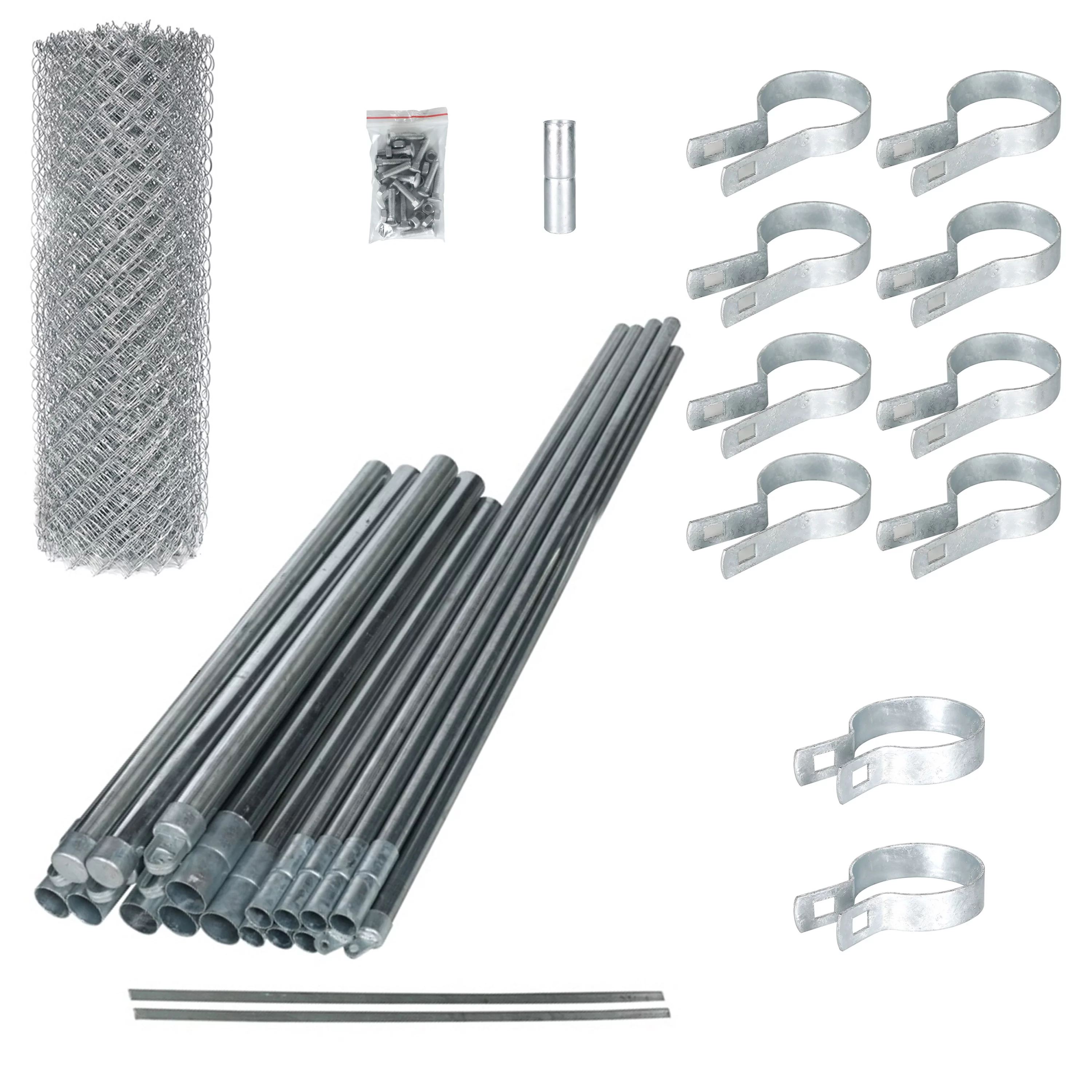 ALEKO Galvanized Steel 5 X 50 feet Complete Kit Chain Link Fence 11.5 AWG