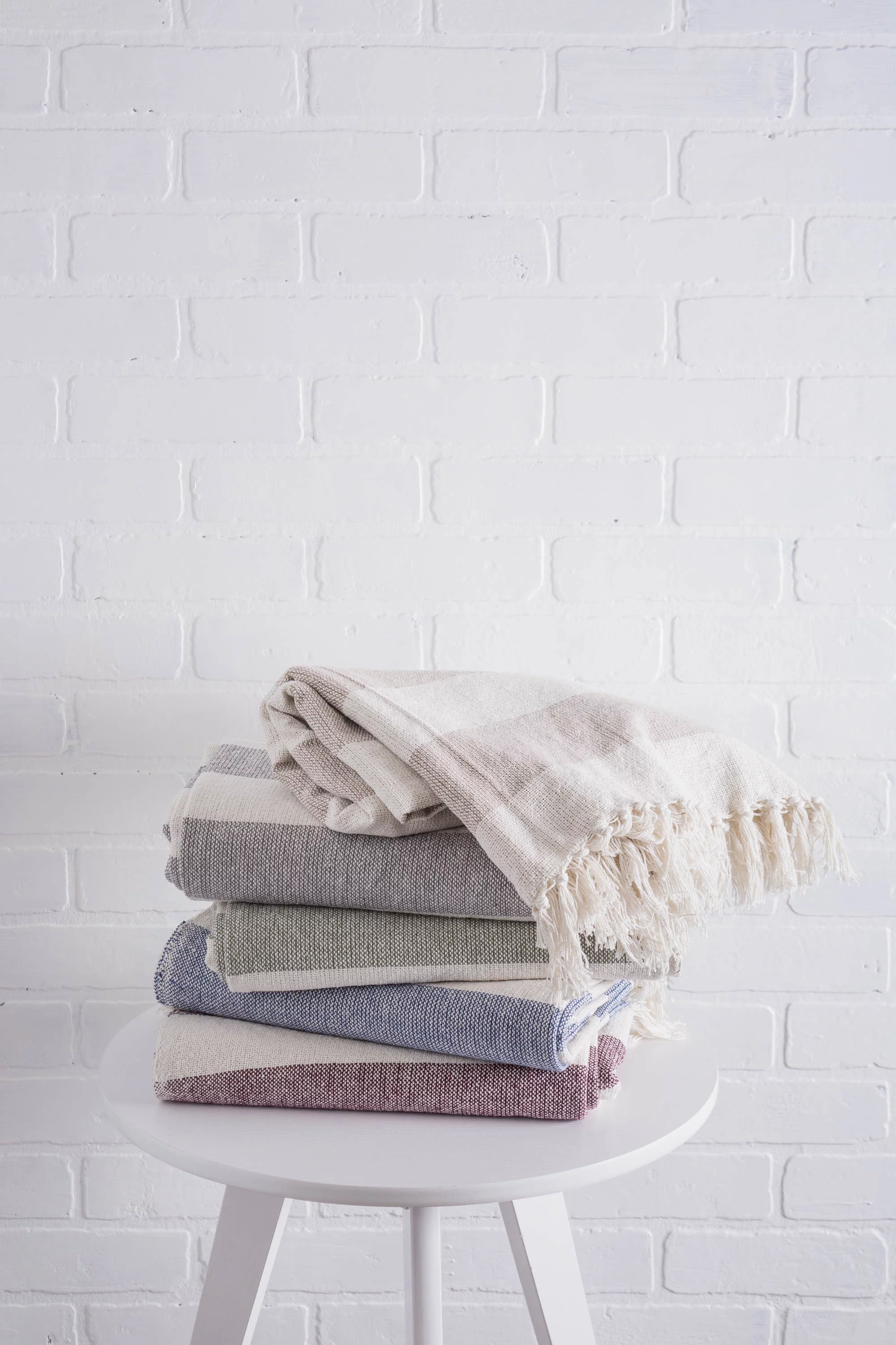 DII Rustic Farmhouse Cotton Cabana Striped Throw Blanket, Stone