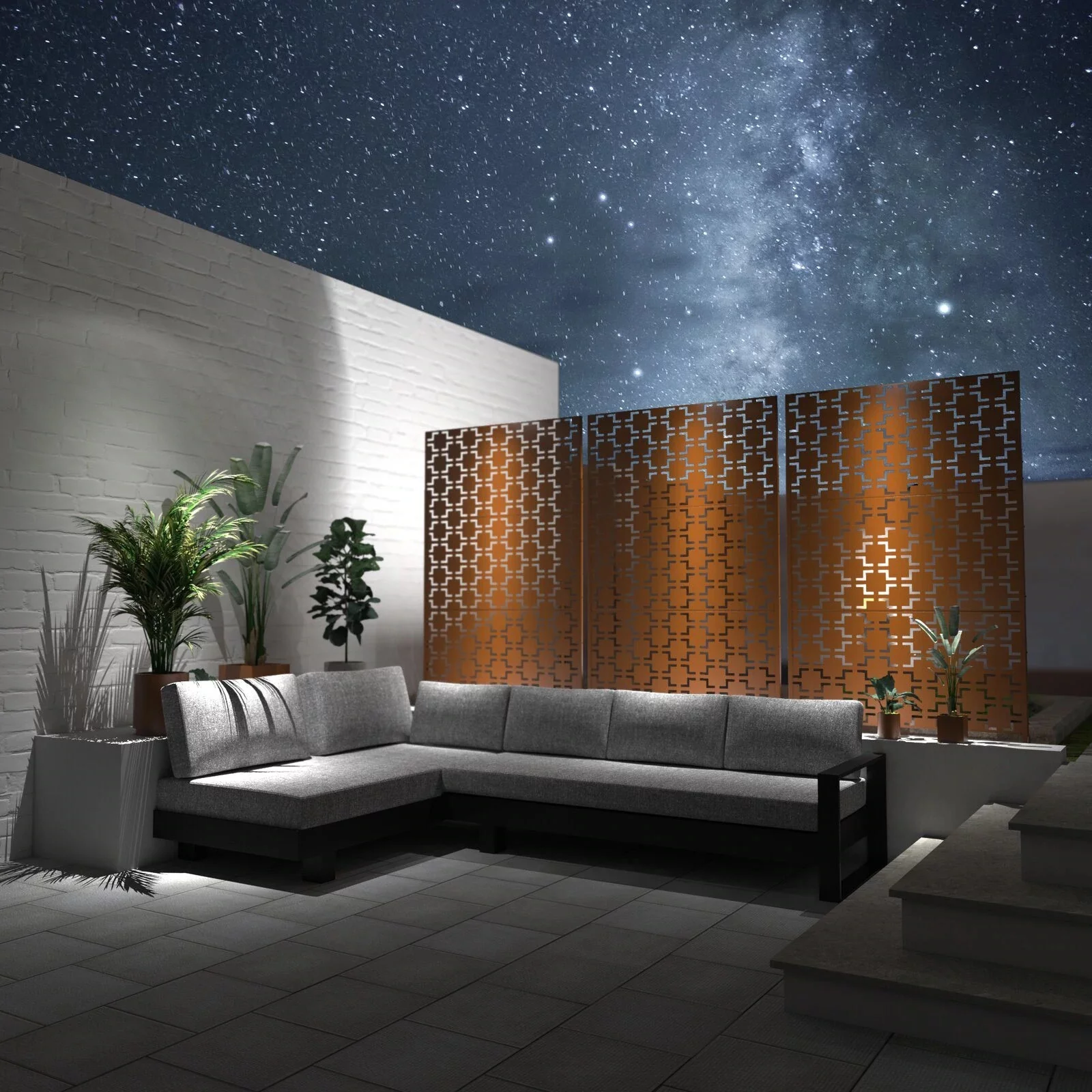 6.33 ft. H x 3.93 ft. W Laser Cut Metal Privacy Screen