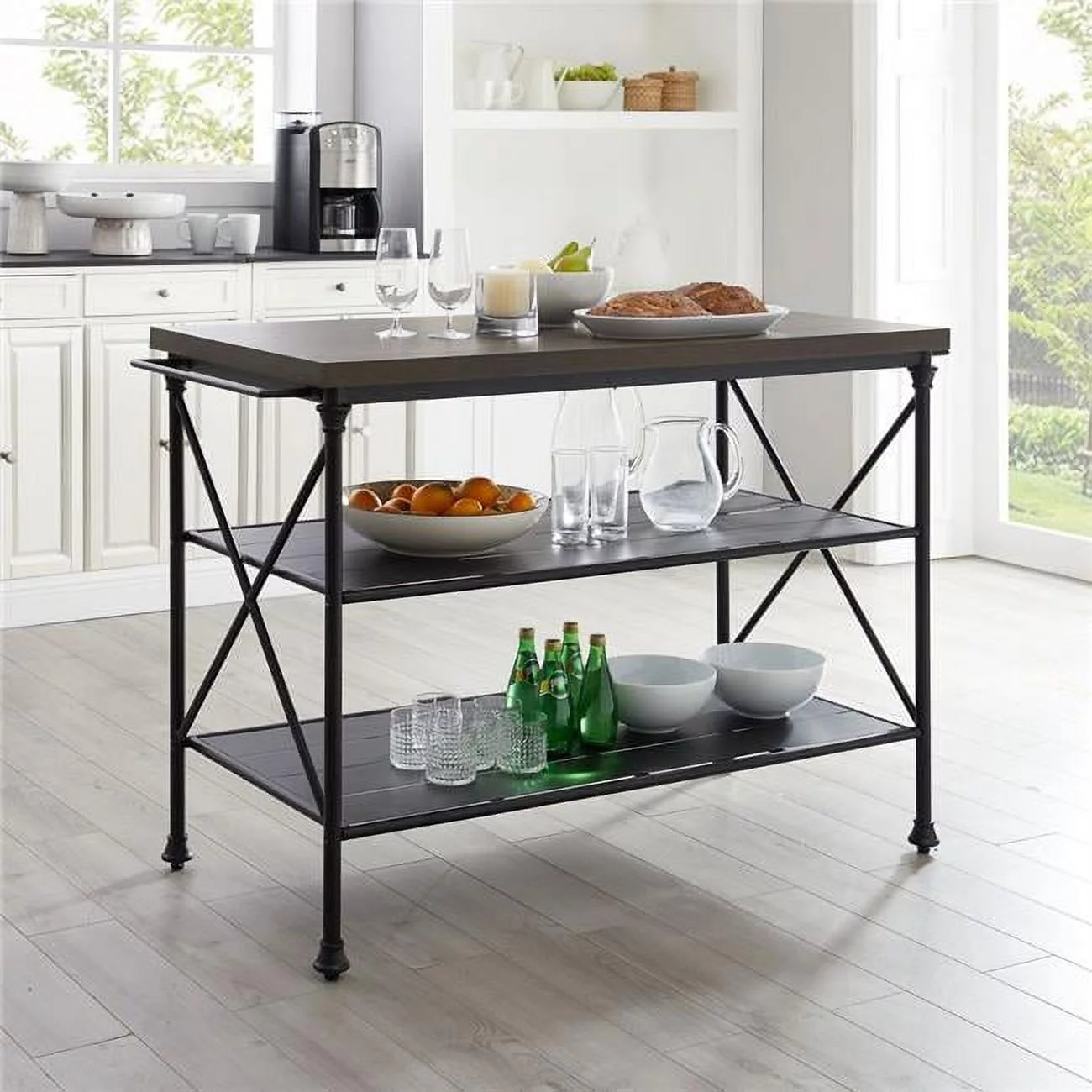 Crosley  Madeleine Kitchen Island - Brown & Matte Black