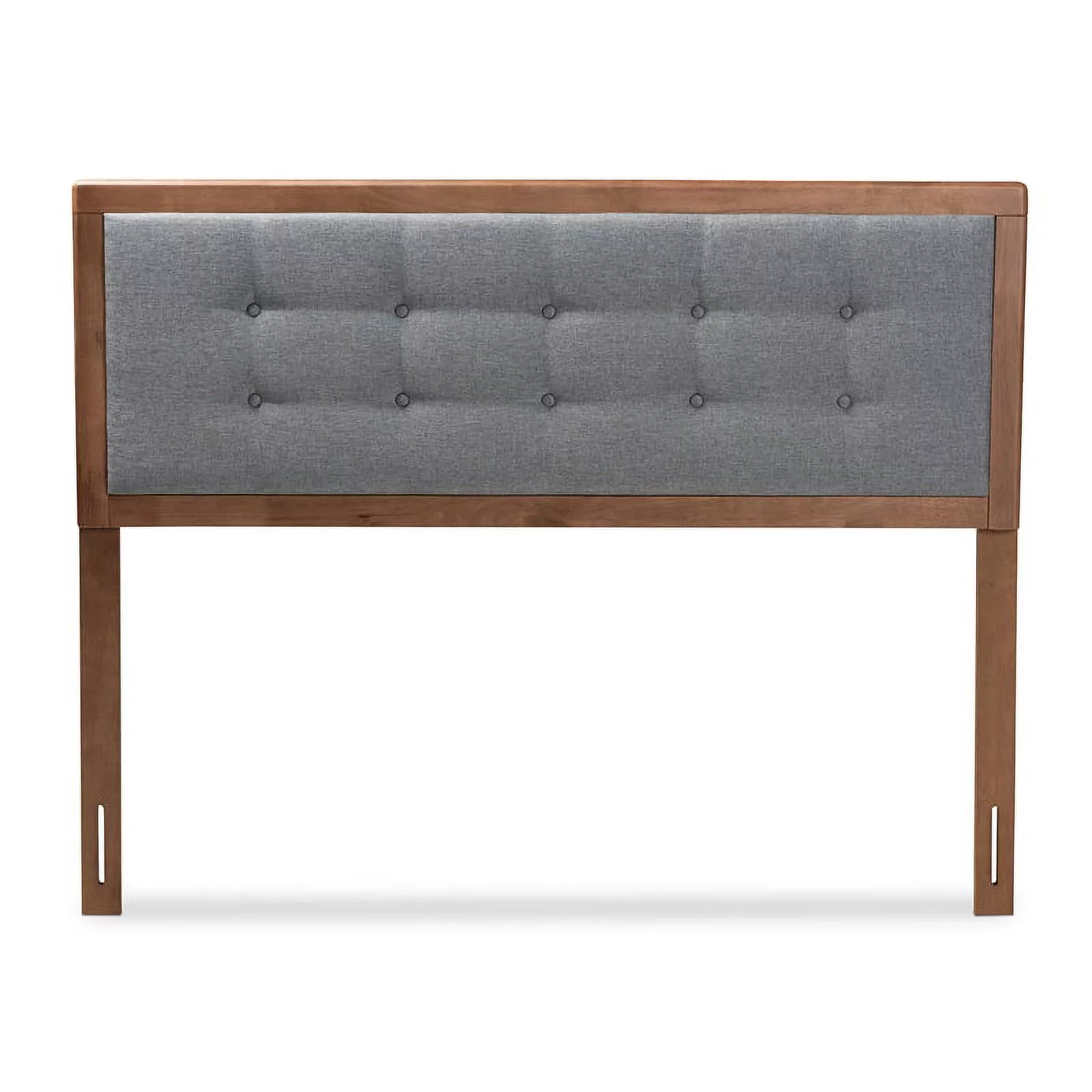 Bowery Hill Mid-Century Wood Tufted King Headboard in Dark Gray