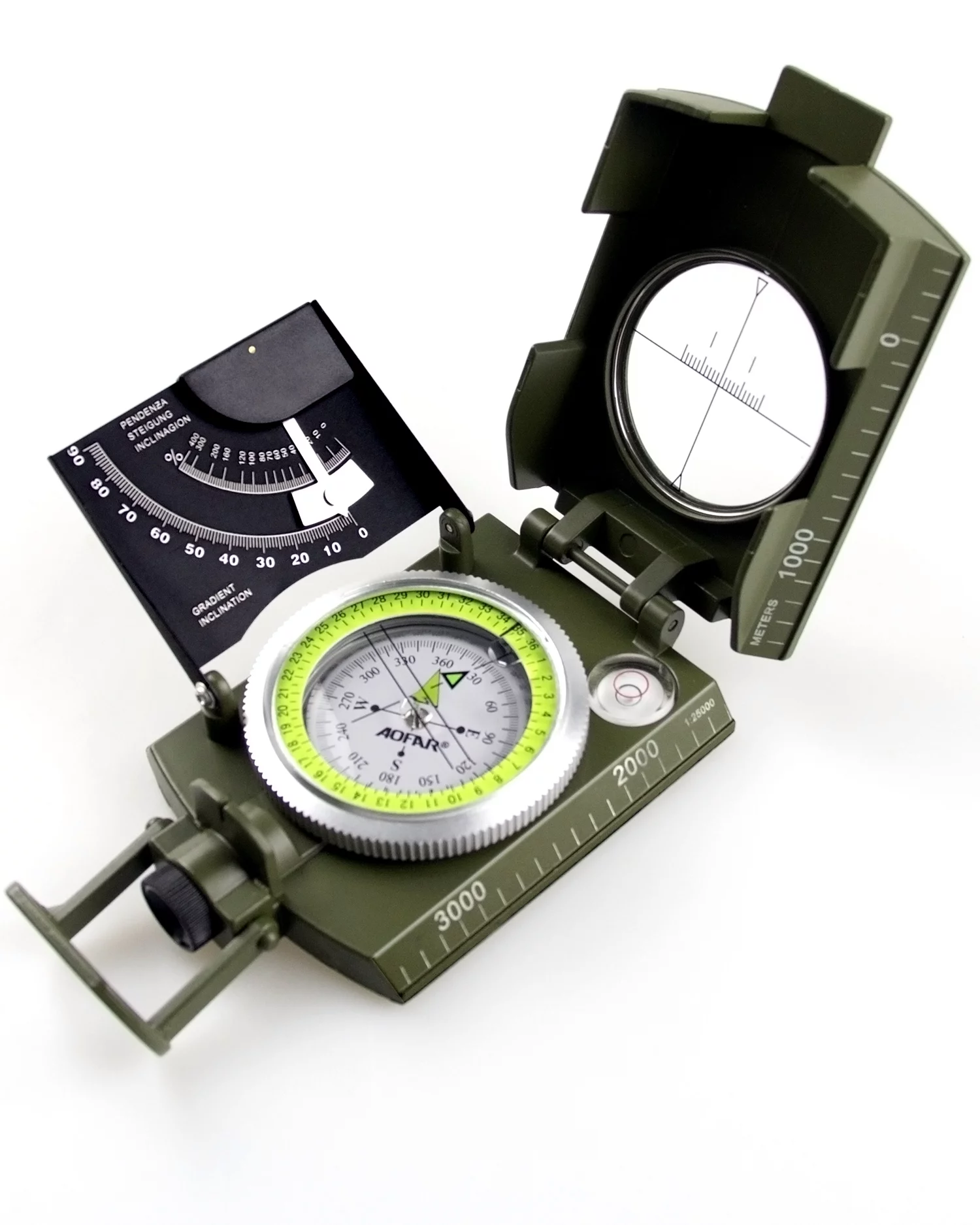 AOFAR Military Compass AF-4074 Camo for Hiking ,Lensatic Sighting Waterproof ,Durable ,Inclinometer for Camping ,Hiking
