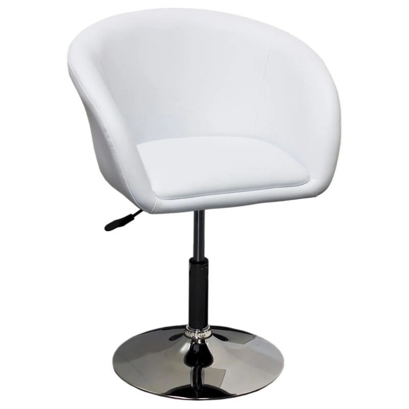 Home Square Faux Leather Swivel Coffee Chair in White & Chrome Legs - Set of 3