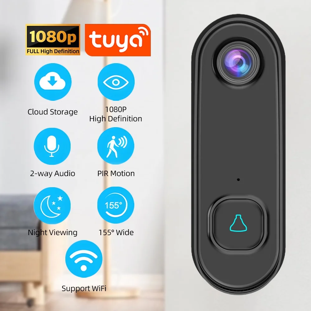 Video doorbell,1080p Video 2 Way Camera Apartment Battery Operated Ip55 Weatherproof Dazzduo Doorbell Camera App Remote Video Doorbell Two-way Audio Remote Doorbell Way Audio Operated App