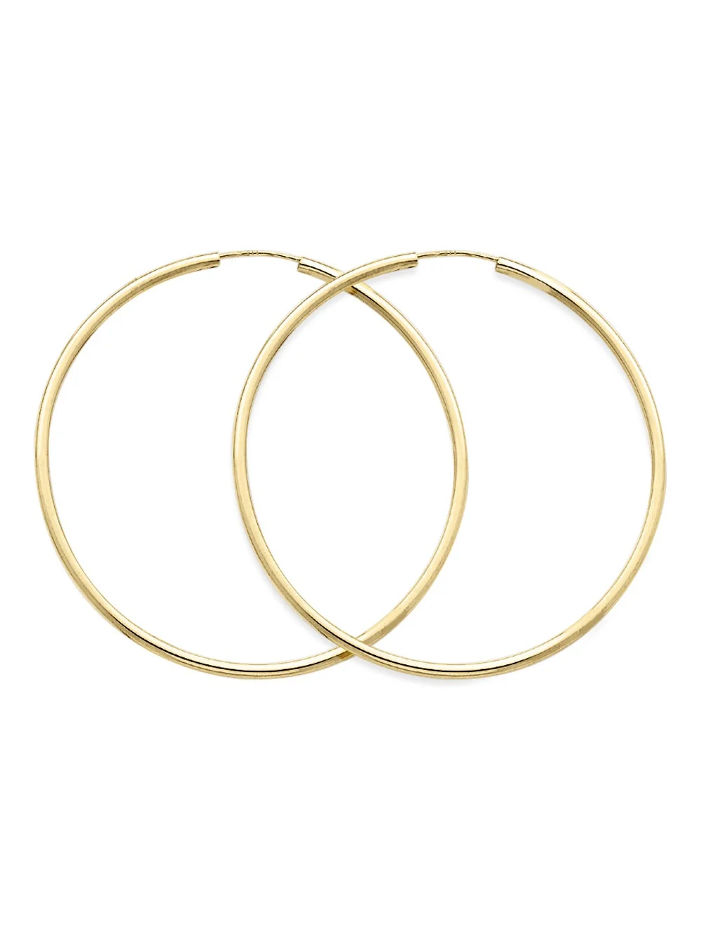 Primal Gold 14 Karat Yellow Gold Polished Round Endless 2mm Hoop Earrings