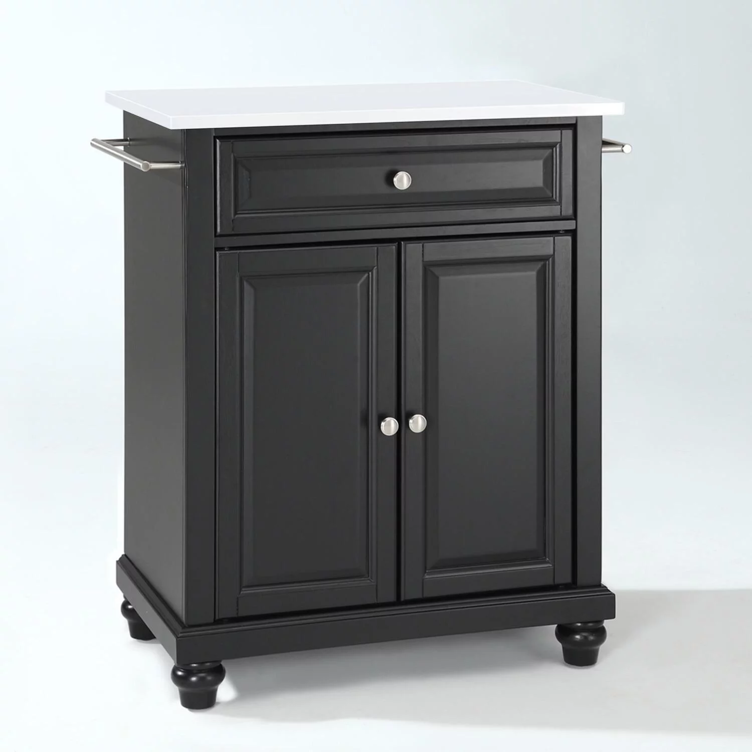 Crosley Furniture Cambridge Wood Portable Kitchen Island in Matte Black