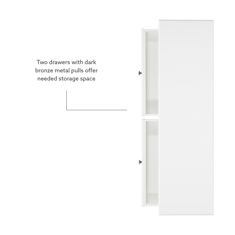 Linon Mavis Wood Console Table with 2 Drawers and Bottom Shelf in White