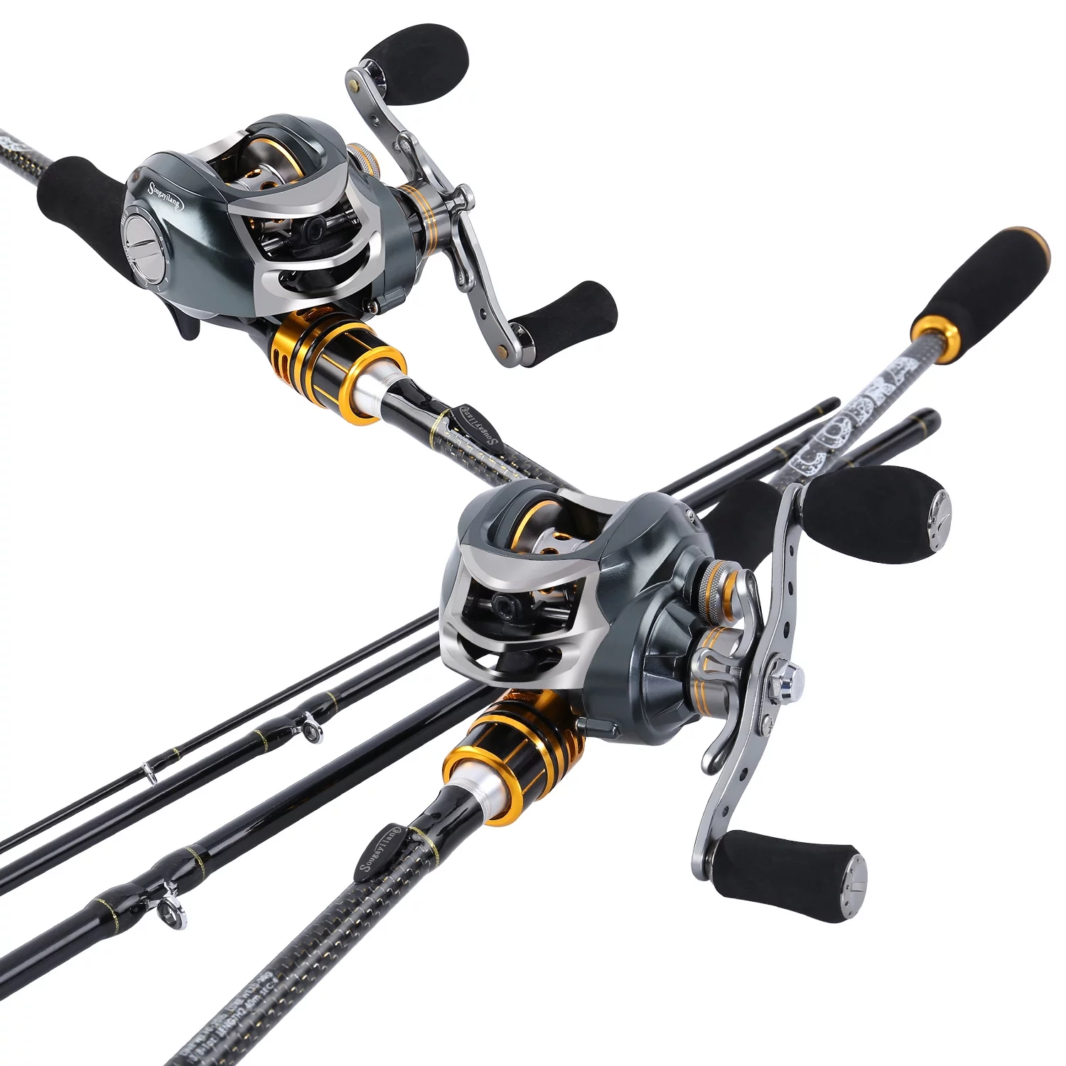 Sougayilang Snake Series Casting Rod 4 Piece Fishing Poles and Baitcaster Reel Fishing Combo