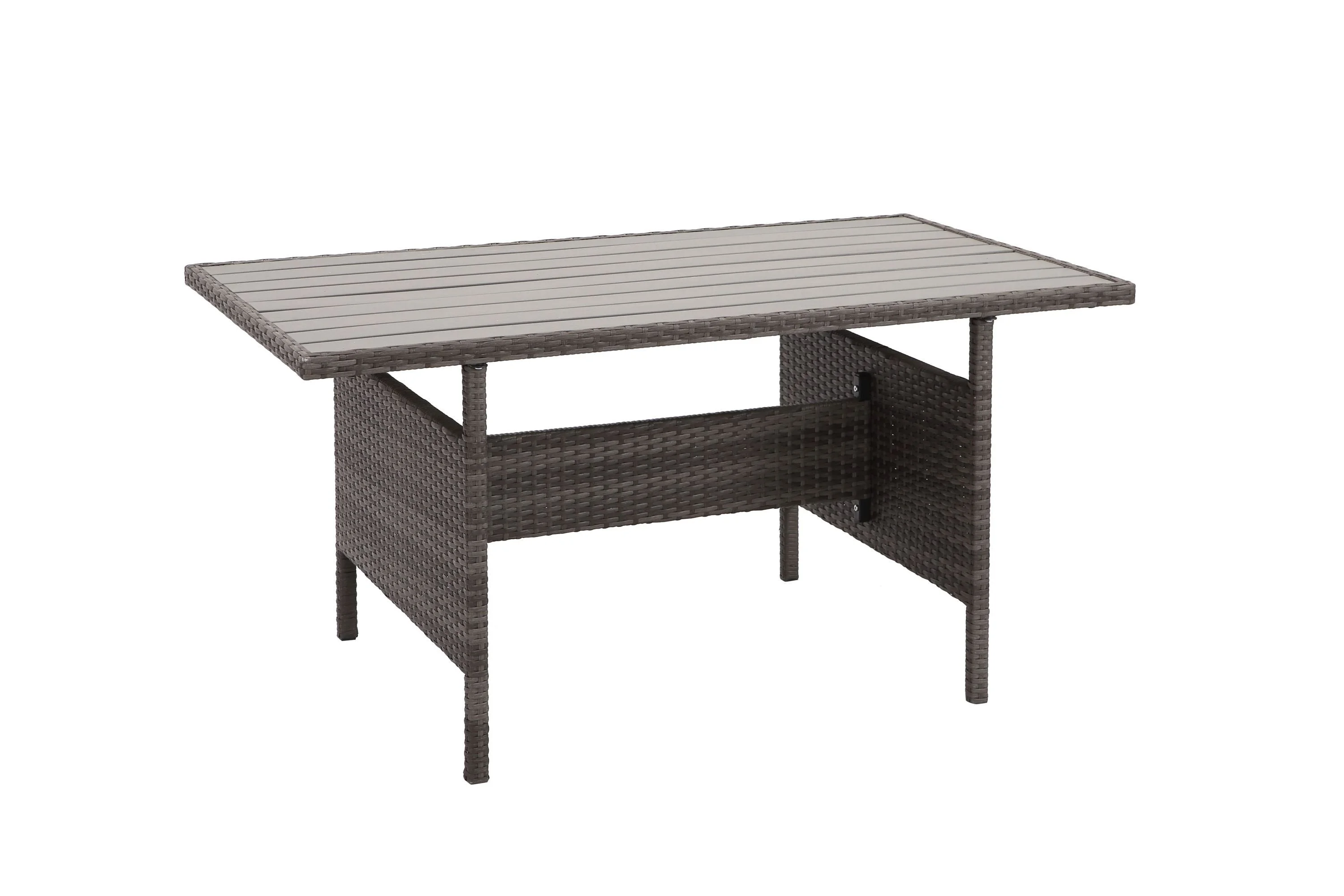 Kyoko 7 Pc PE Rattan Wicker Patio Dining Sectional Cusions Sofa Set - Gray