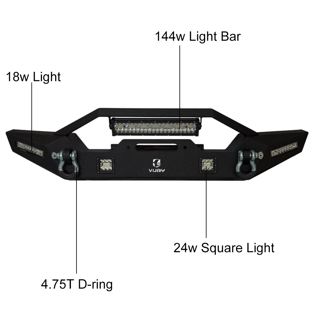 Vijay Front and Rear Bumper Fits Jeep Wrangler TJ From 1997 to 2006