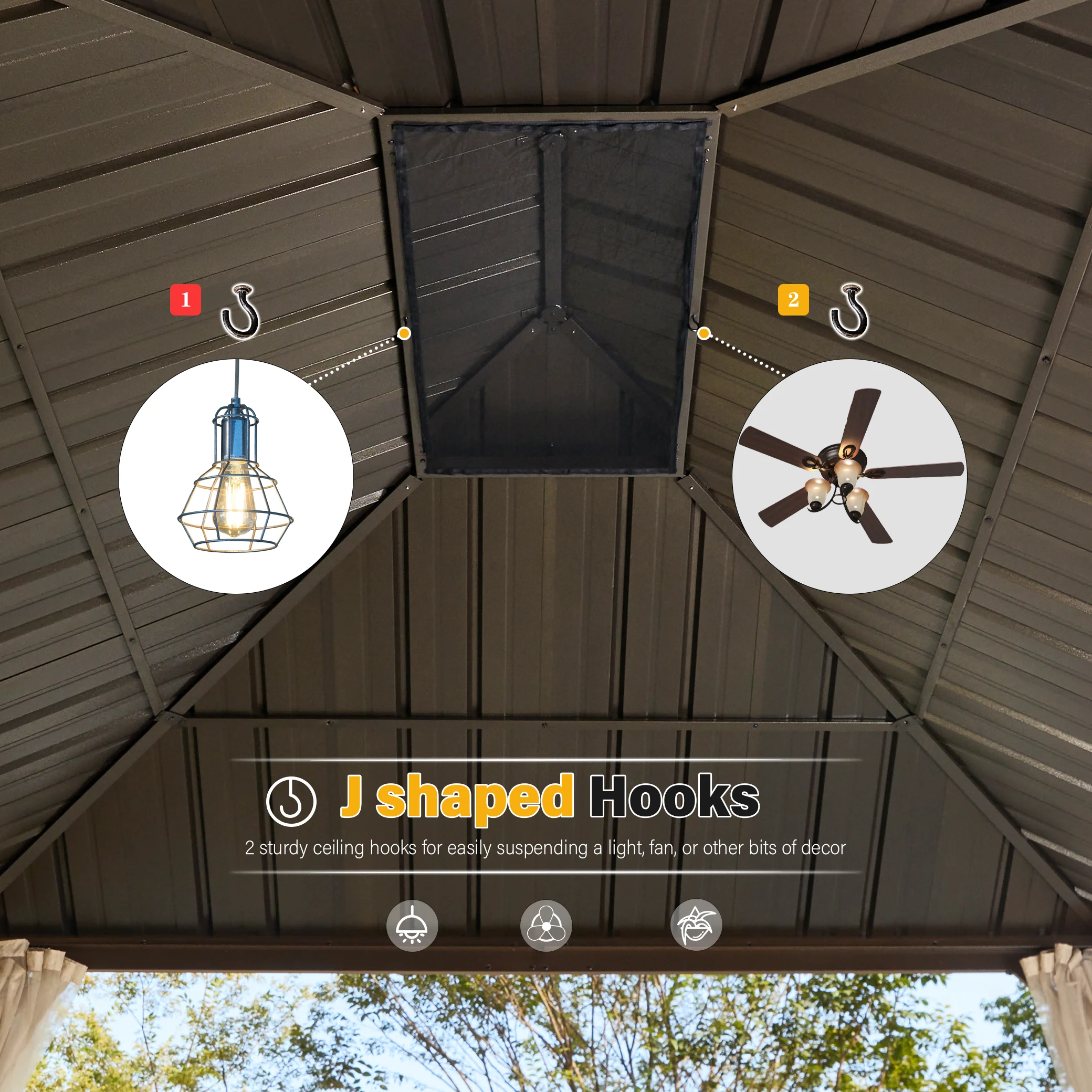 Richryce 12' X 14' Hardtop Gazebo Aluminum Frame Gazebo with Galvanized Steel Double Roof