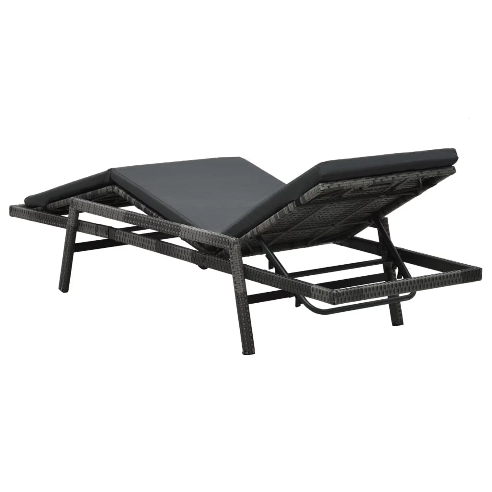 Htovila Sun Lounger with Cushion Poly Rattan Gray