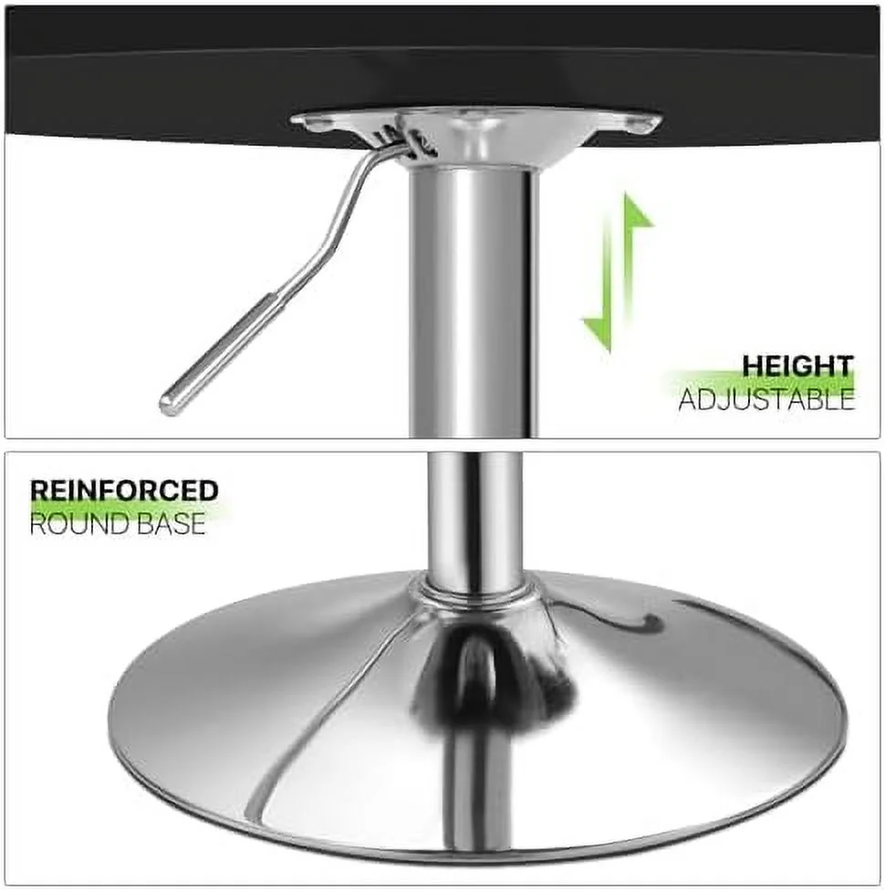 xrboomlife 23.5'' Round Adjustable Height Wood  Pub Table Adjustable Range 27.5"-36" Living Room Dining Room  Cocktail Table (White Black)