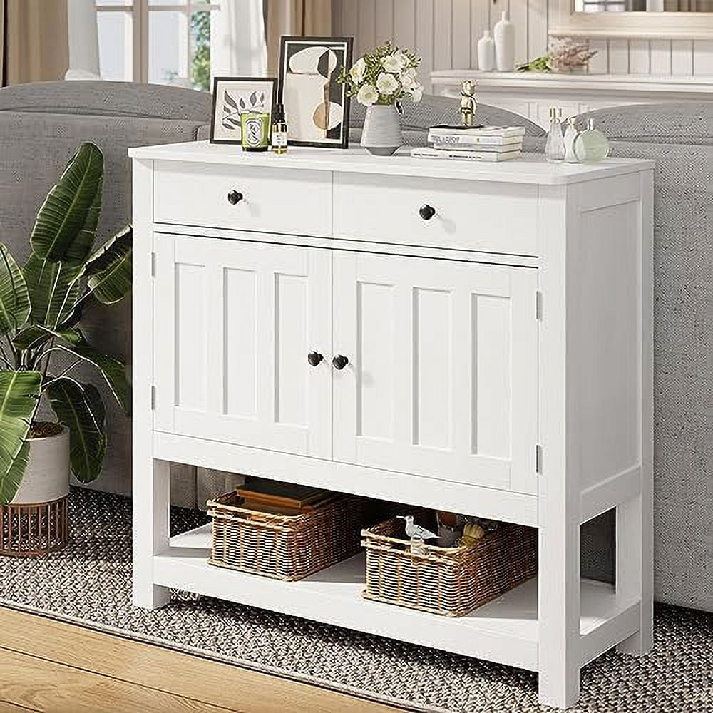 ZWNLKQG Sofa Table with Open    33.5''H Farmhouse Console Table with 2 Cabinets and 2 Drawers  Kitchen Buffet Sideboard  Narrow Coffee  for Living Room  Entryway  Foyer  Hallway