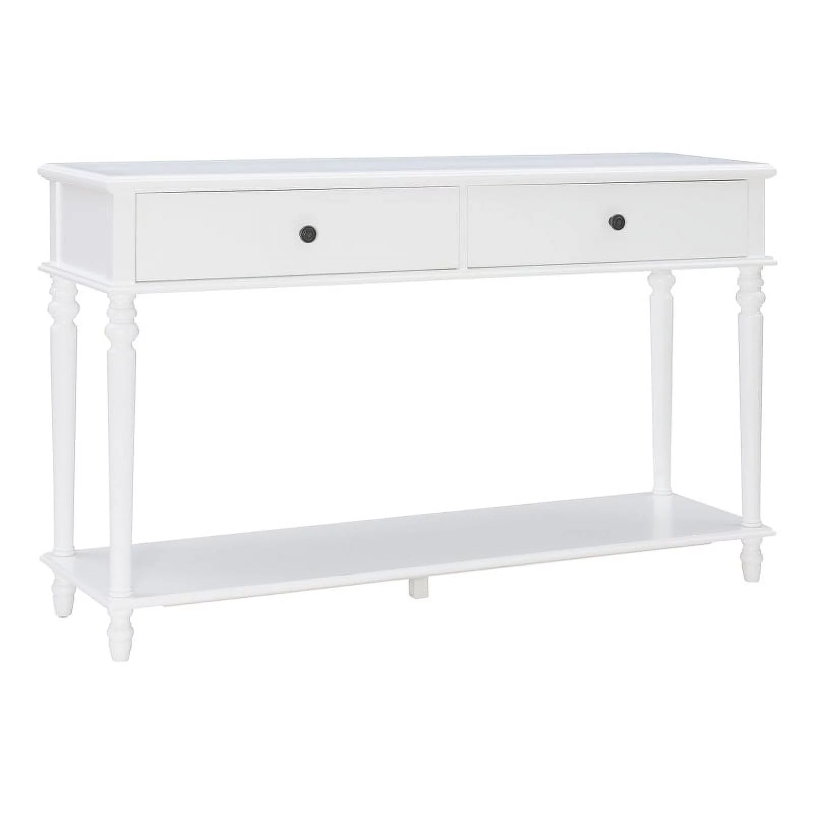 Linon Mavis Wood Console Table with 2 Drawers and Bottom Shelf in White