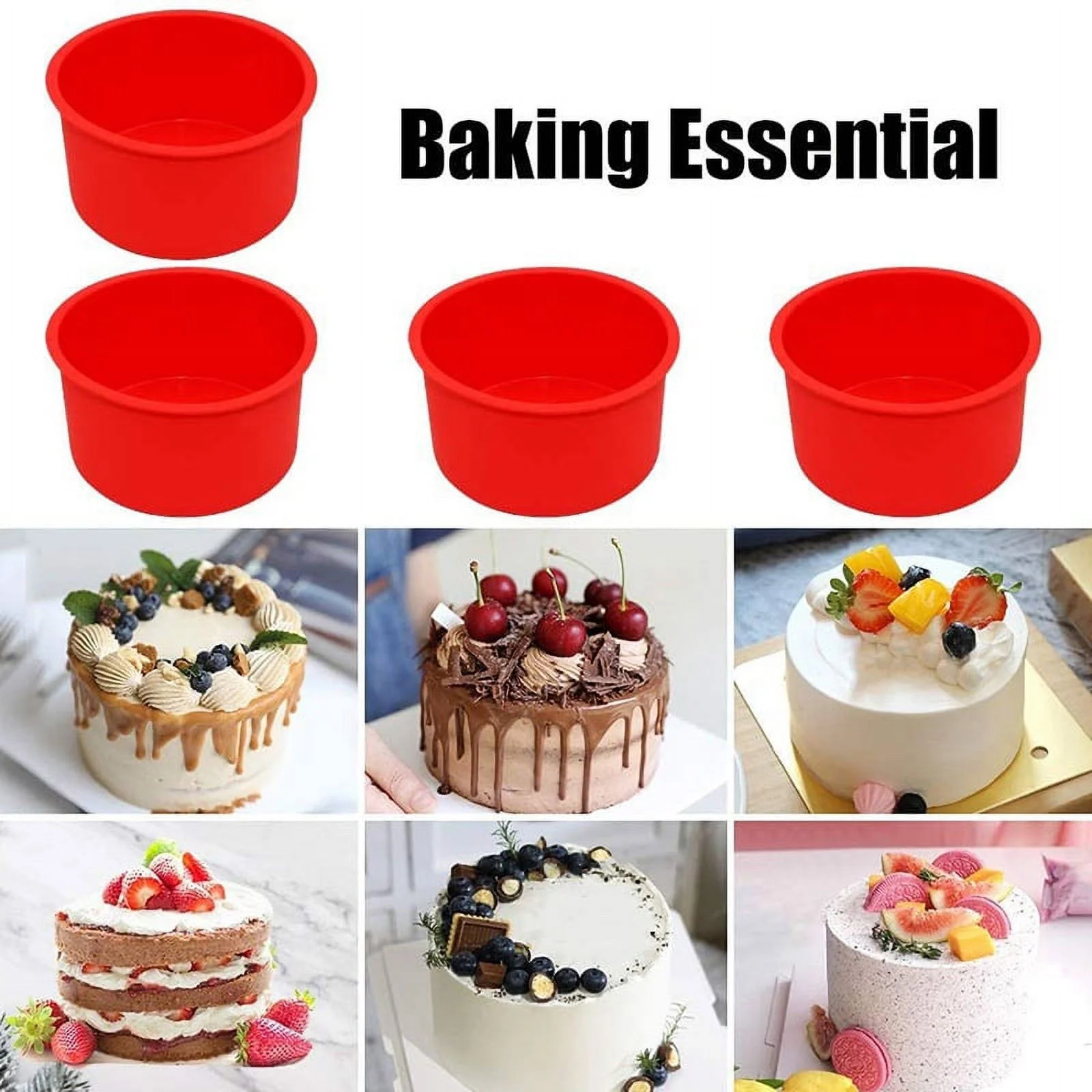 FHKOEGHS Stainless Steel Cake Pan Set Silicone Mini Cake 4 Inch Round Baking Pan Non Stick Silicone Baking Bakeware Pan Reusable Re
