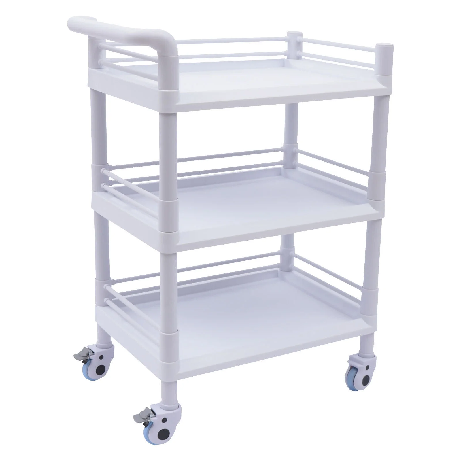 ZhdnBhnos 3 Tier Medical Trolley Dental Lab Salon Mobile Rolling Cart with Lockable Wheels