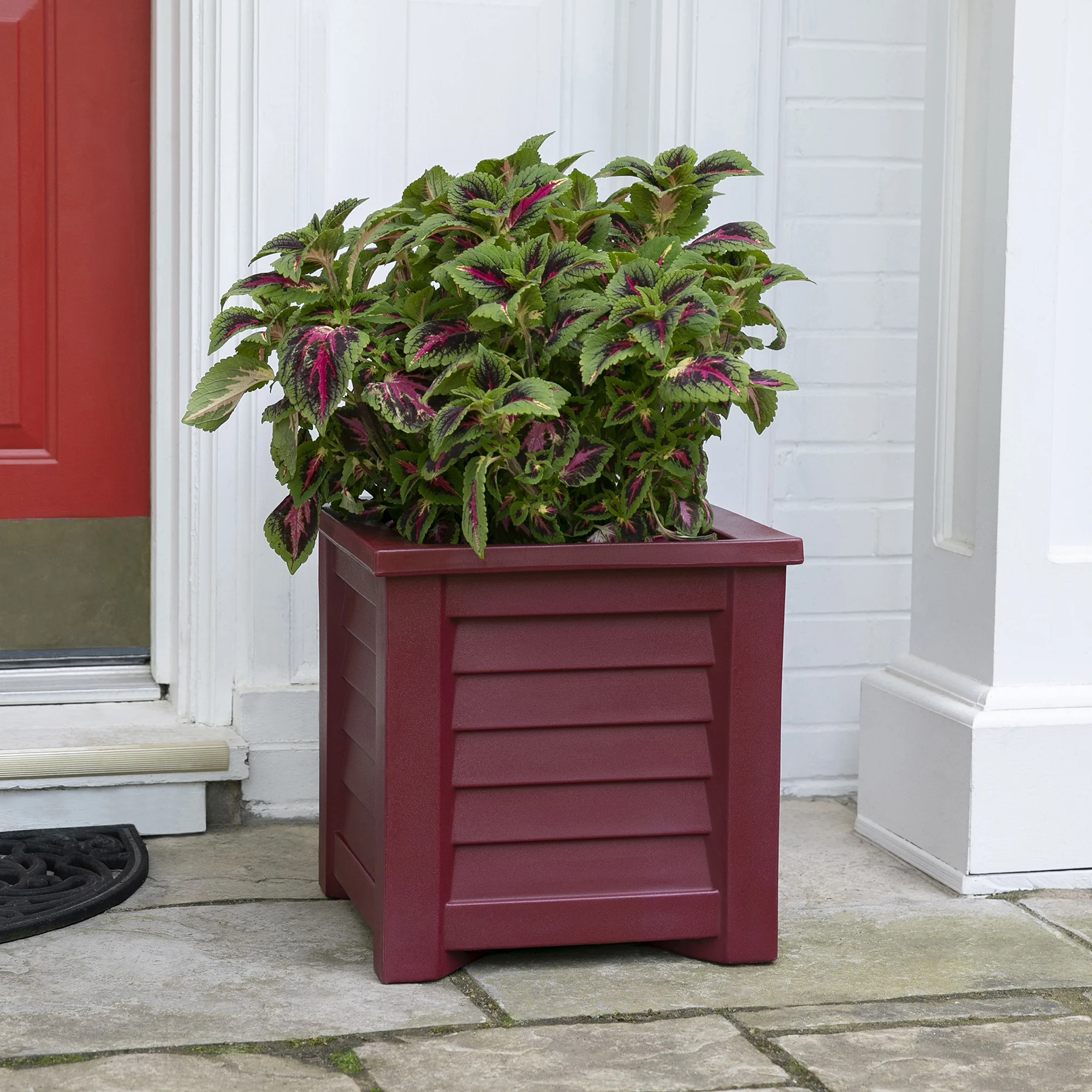 Lakeland 16in Square Planter - Cranberry Red