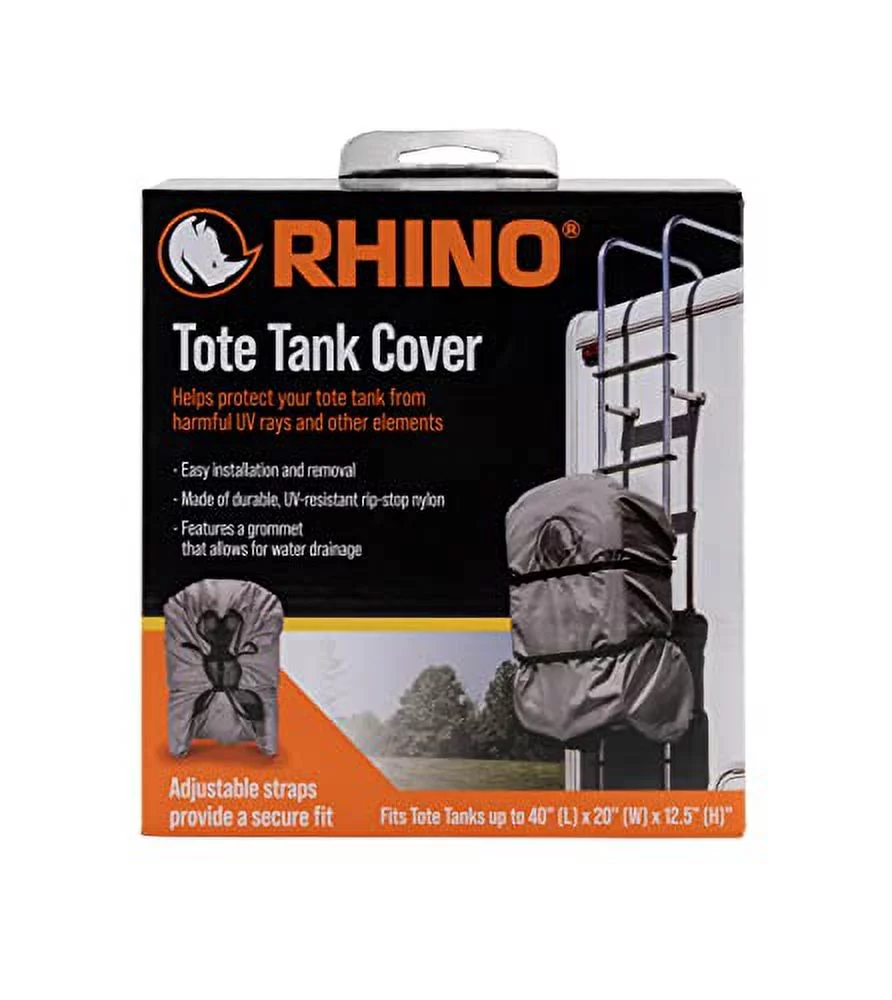 Camco Rhino Camper/RV Tote Tank Cover | Features Heavy-Duty UV-Resistant Rip-Stop Nylon & Compatible with 15 and 21-Gallon Tote Tanks (39018)