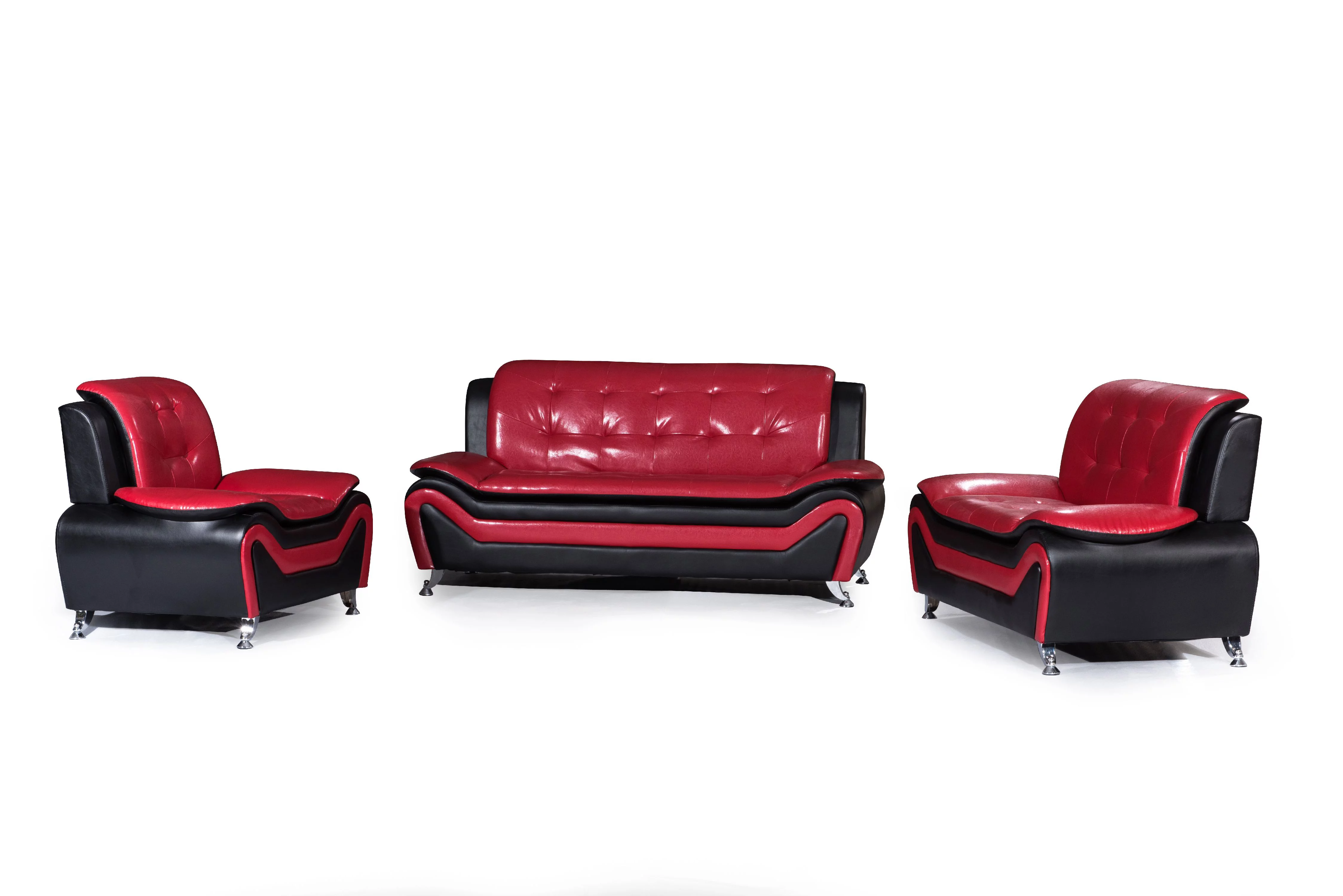 US Pride Furniture Wanda 3-Piece Modern Bonded Leather Sofa Set S5066-S5067