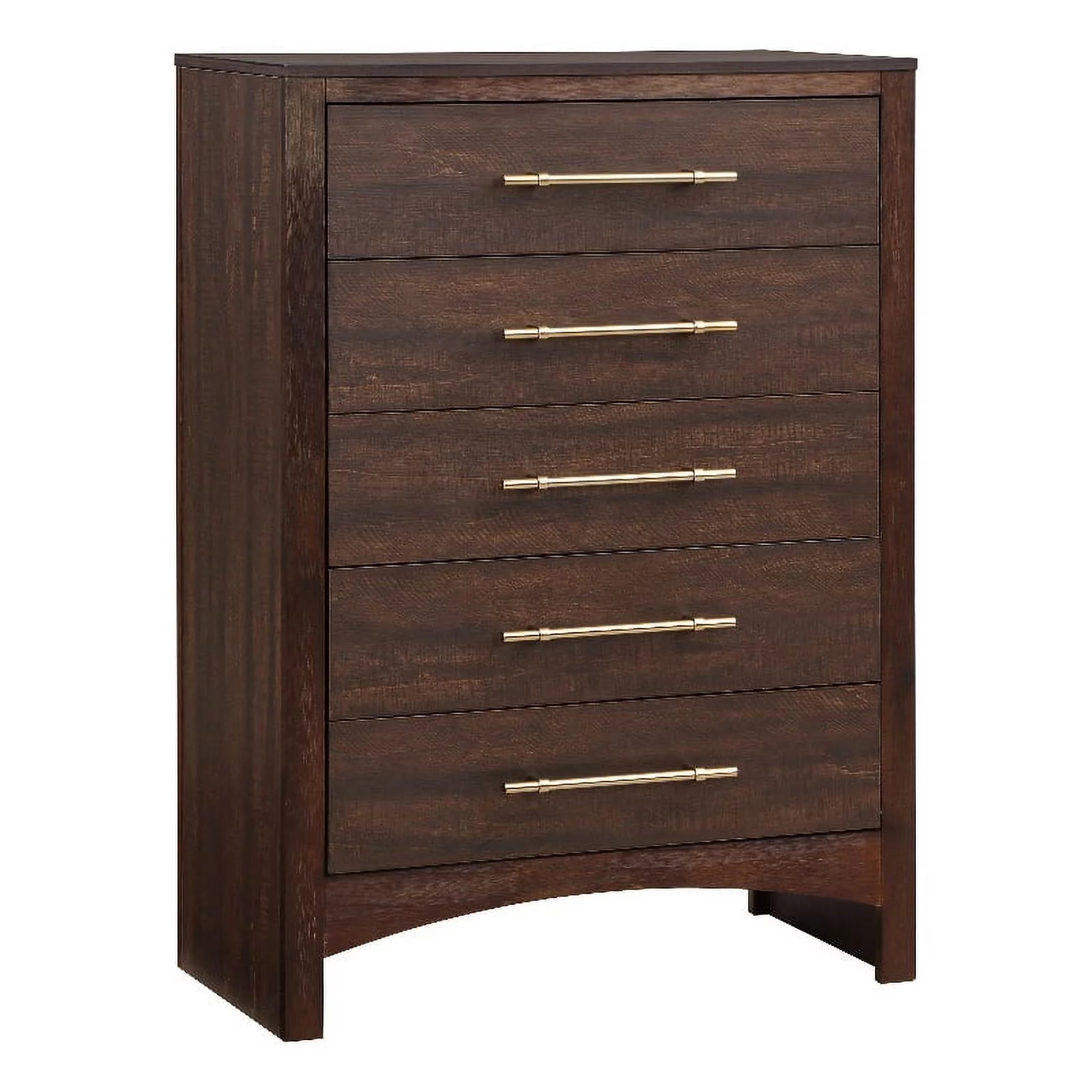 Home Square 3-Piece Set with 2 Nightstands and 5-Drawer Chest in Walnut
