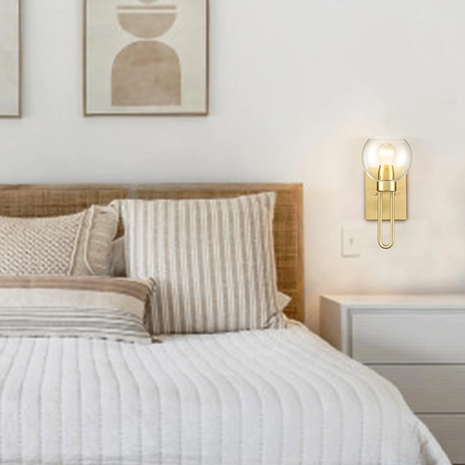 YOUB Modern Gold Wall Sconce Mid-Century Clear Glass Sconces Wall Lighting Brass Sconce Light Globe Wall Light Fixtures for Bathroom Hallway Bedroom
