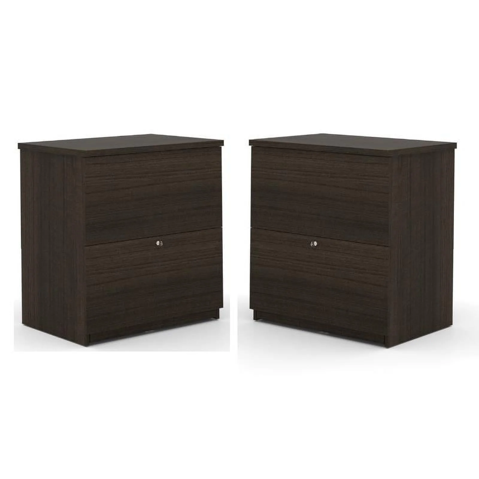 Home Square 2 Drawer Lateral Filing Cabinet Set in Dark Chocolate (Set of 2)