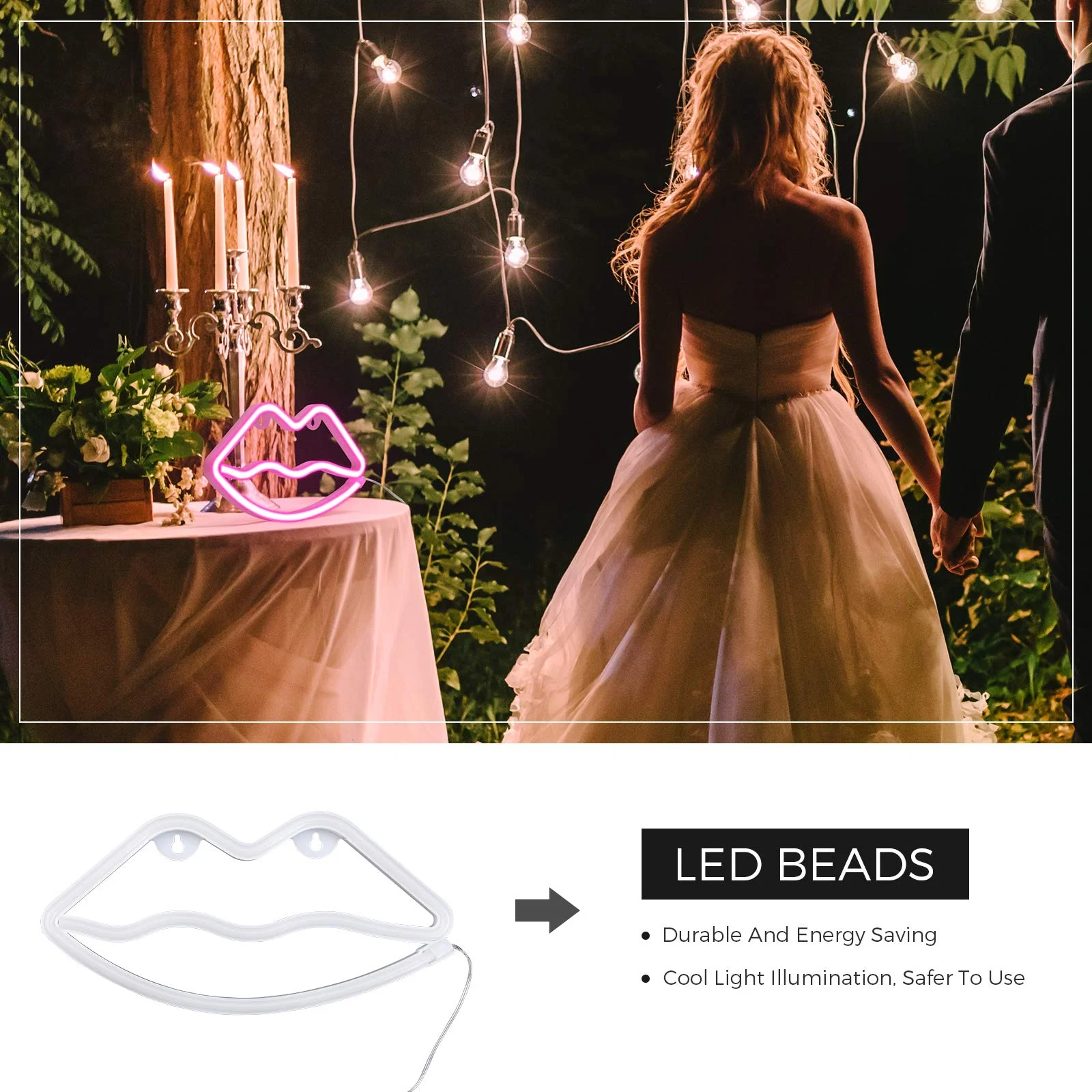 Pink Lips Neon Lights, Neon Sign Girl's Wall , 3 AA Battery/USB