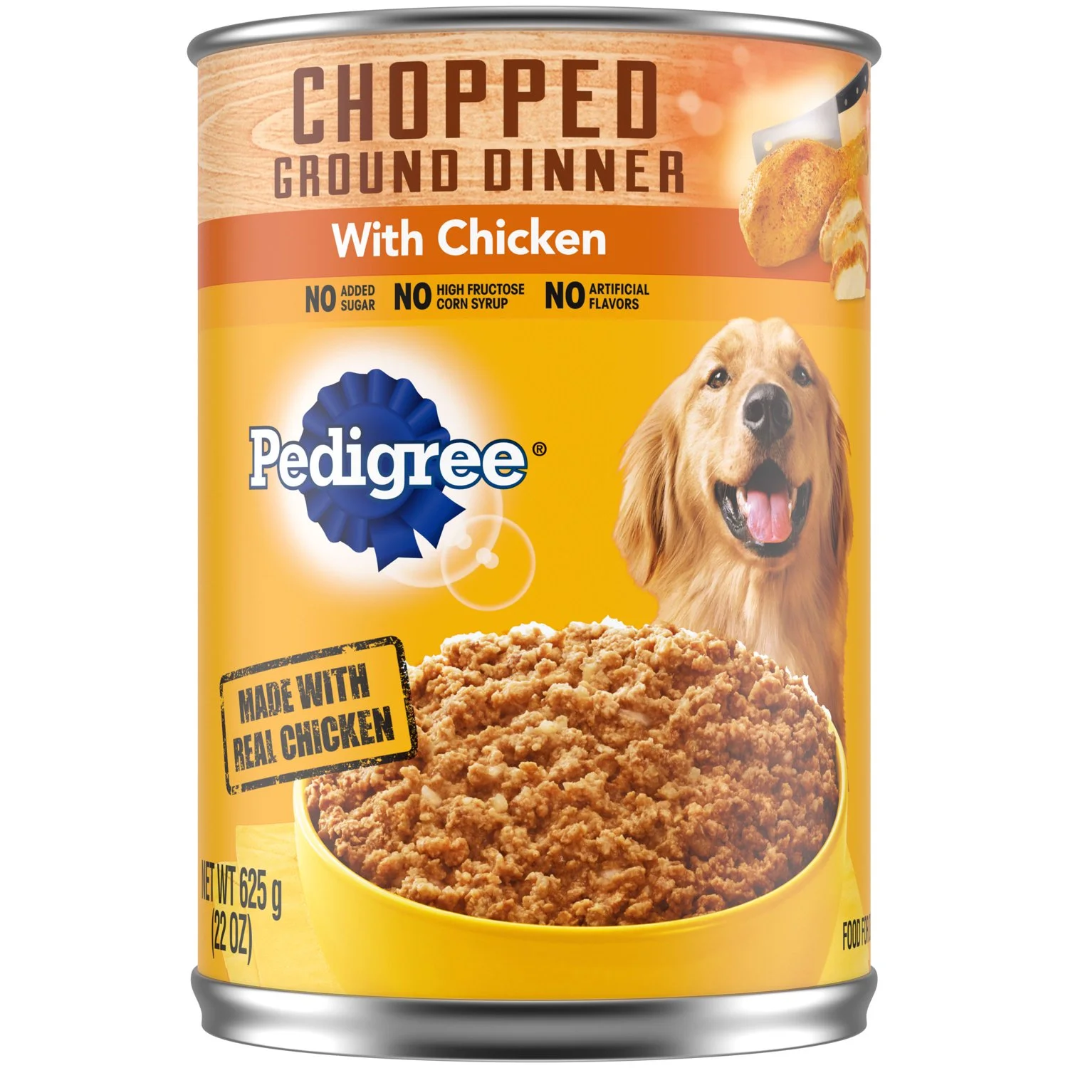 (4 pack) Pedigree Chopped Ground Dinner Chicken Wet Dog Food, 22 oz Can
