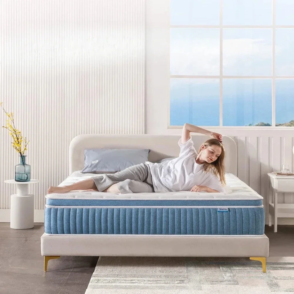 Queen Mattress,12 Inch Hybrid Mattresses in A Box,Gel Memory Foam,Individually Coils Innerspring, Medium Firm, Mattress, colchon