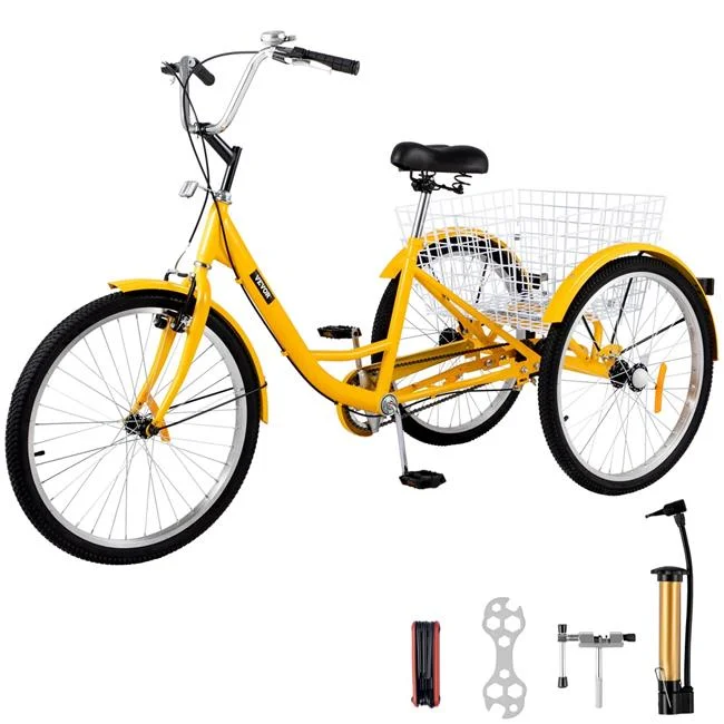 Vevor  24 in. 1-Speed 3 Wheel Bikes, Foldable Adult Tricycle