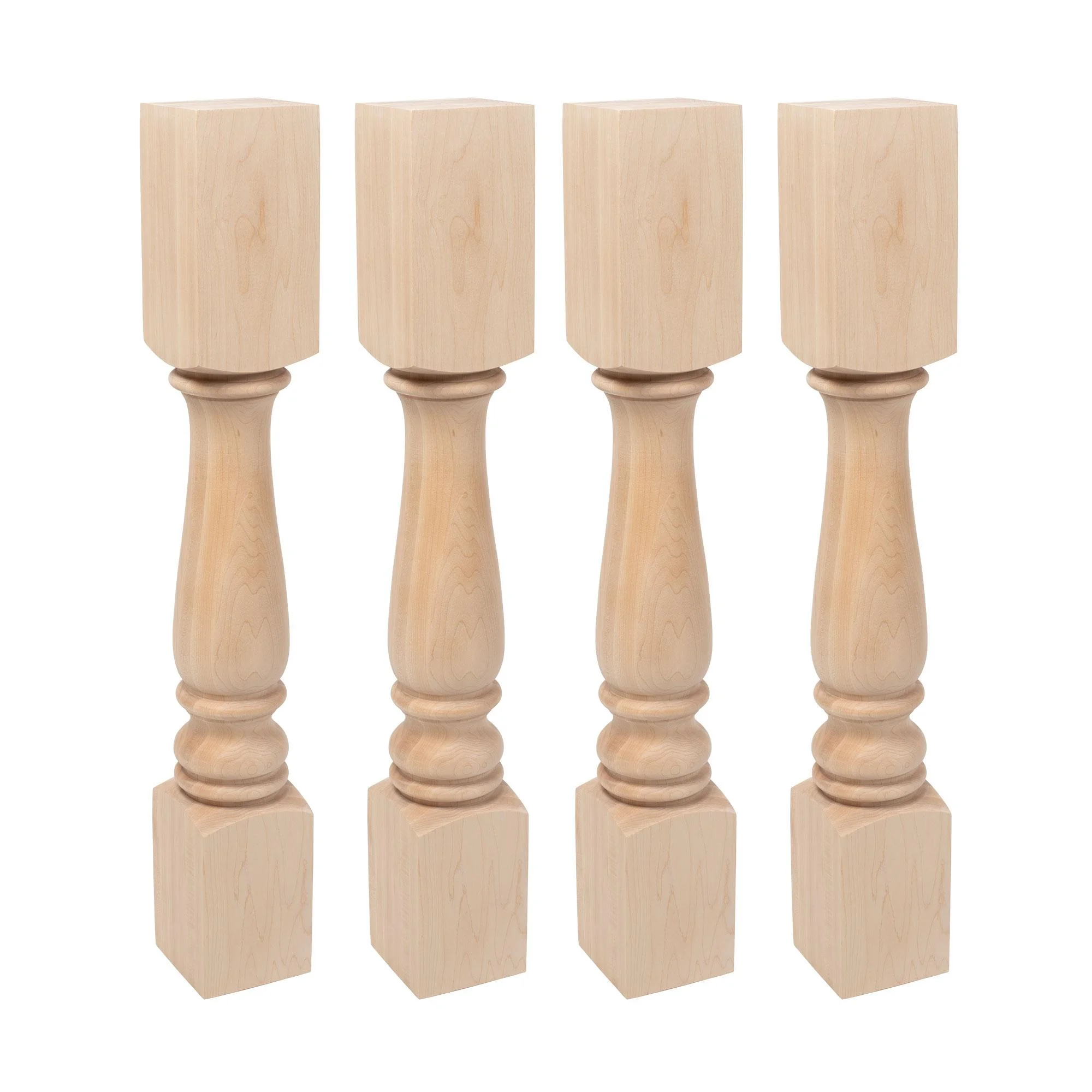 Designer's Edge Millwork 35-1/4 in. High x 5 in. Wide x 5 in. Depth Unfinished North American Solid Hard Maple Plain Full Round Kitchen Island Leg 4 Pack