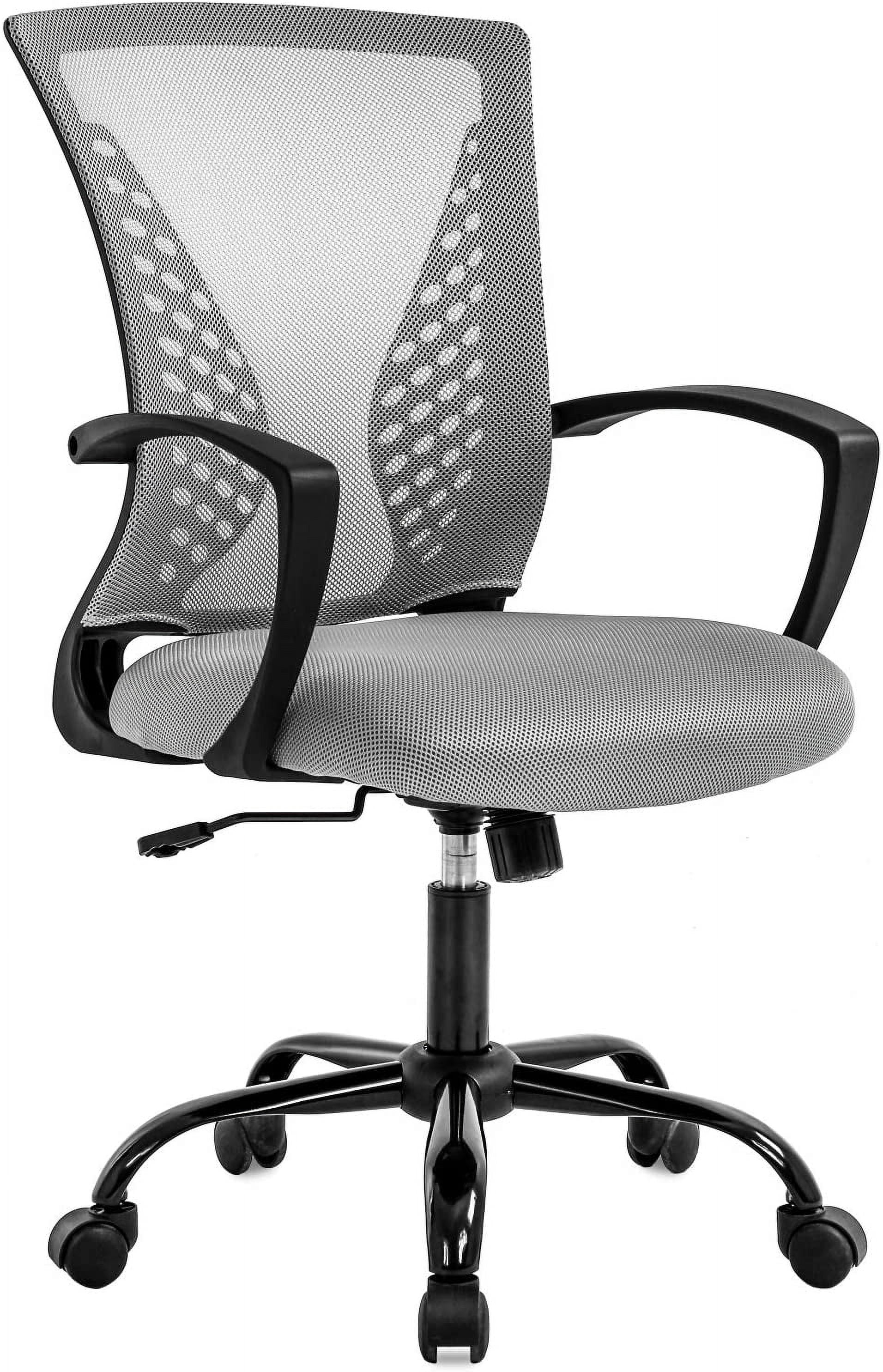 Home Office Chair Ergonomic Desk Chair Mesh Computer Chair with Lumbar Support Armrest Rolling Swivel Adjustable Mid Back Task Chair for Adults(Grey)