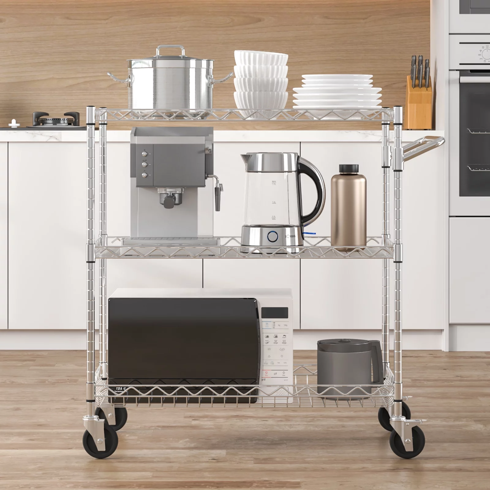 BENTISM 3-Tier Utility Cart Rolling Cart on Wheels 30