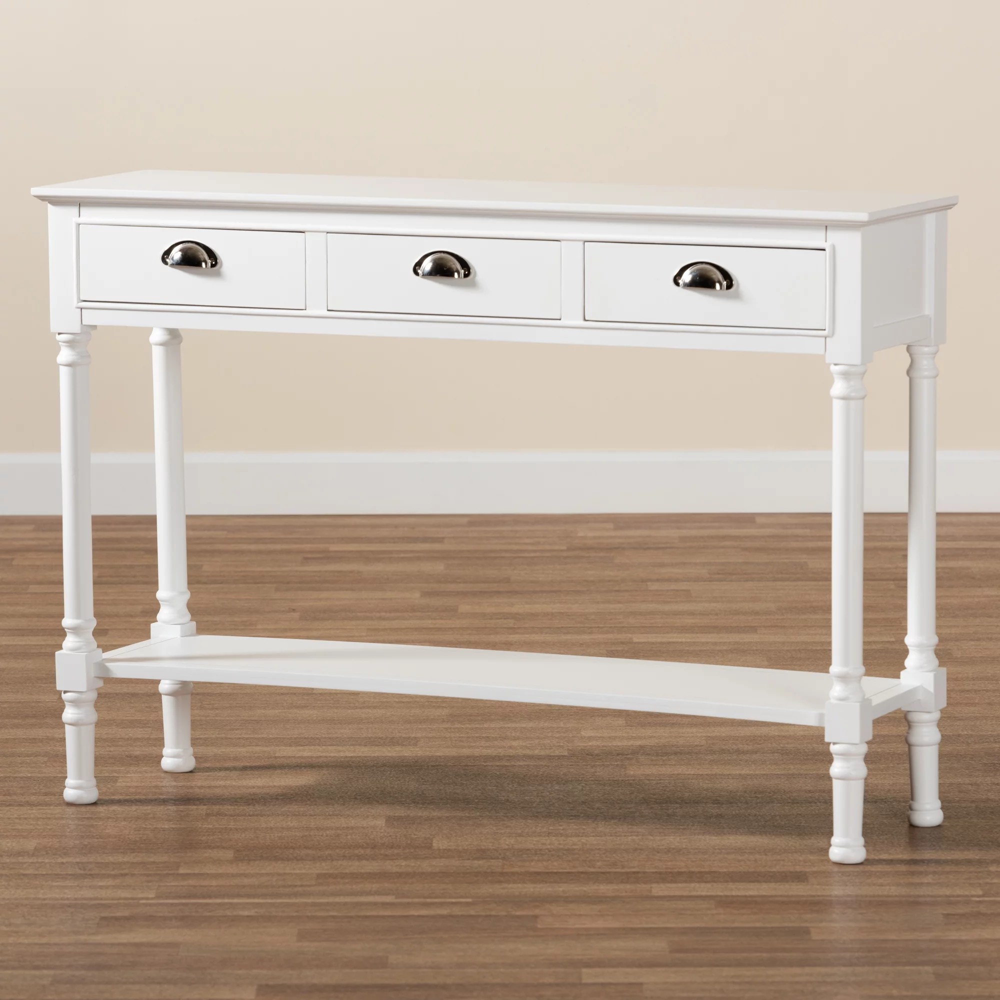 Baxton Studio Garvey Modern Metal Console Table, Drawer Included, White