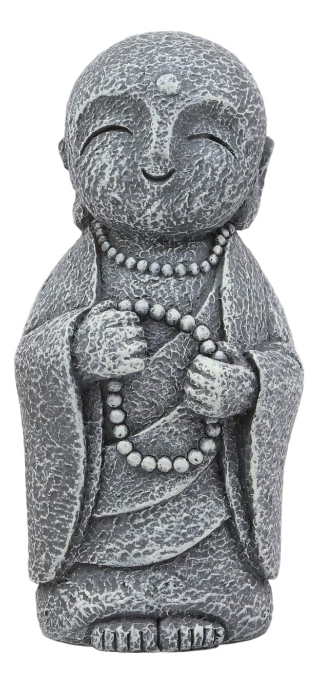 Japanese Happy Jizo Monk With Prayer Beads Mini Statue 5