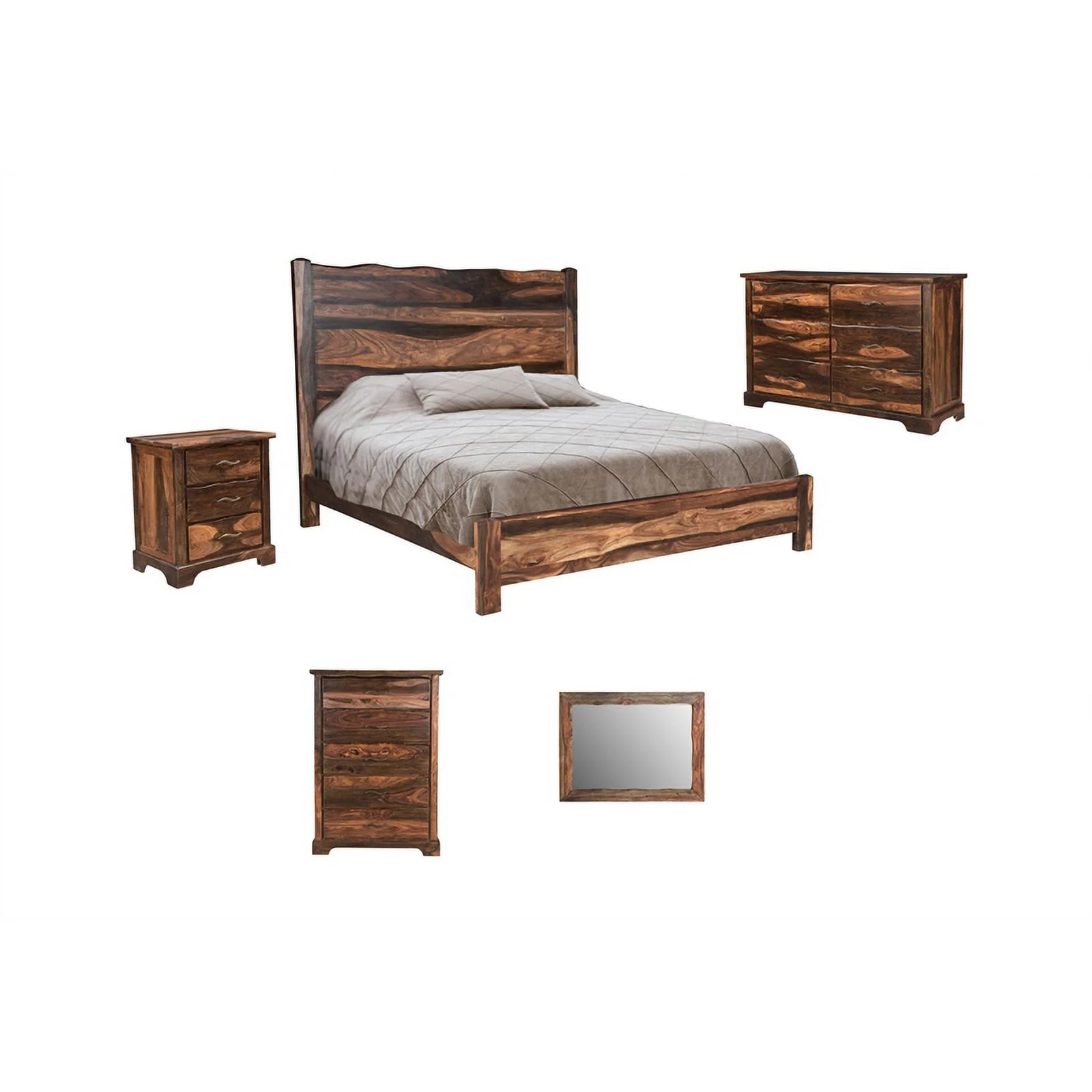 Taran Designs Darcy 5-drawer Live Edge Solid Wood Chest in Dark Brown