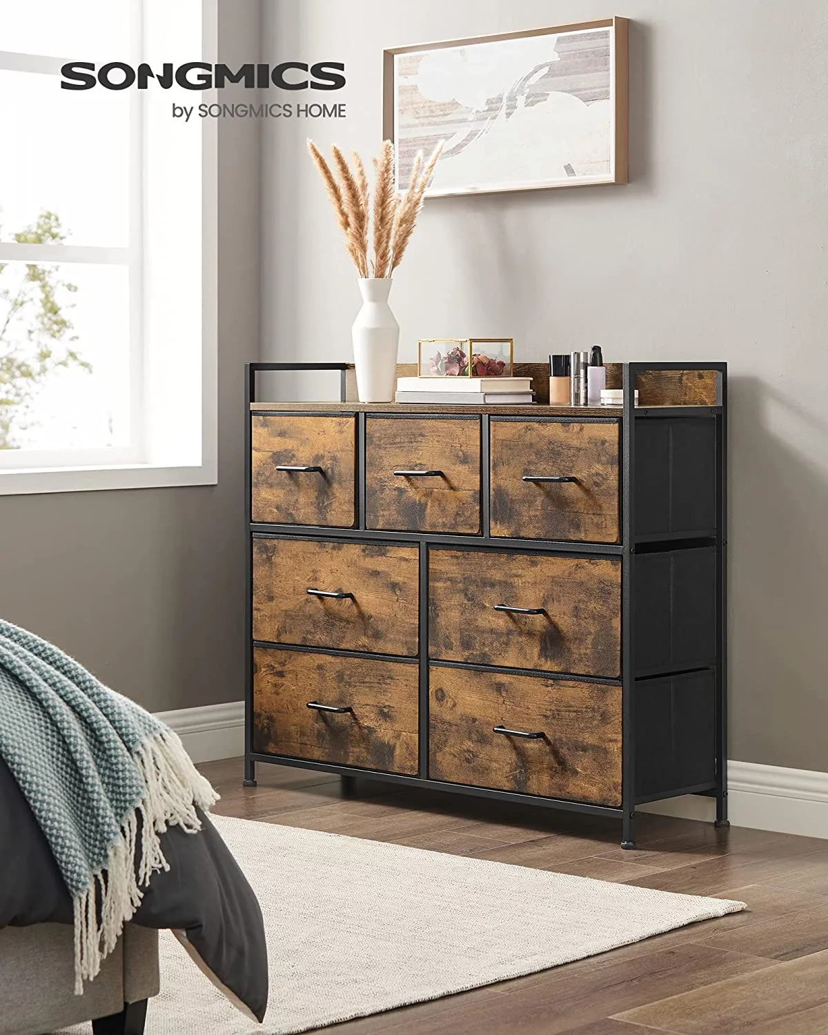 Fabric Drawers with Handle Dresser for Bedroom Chest of Drawers