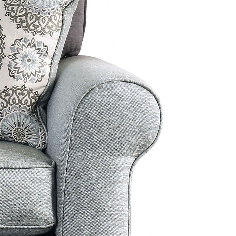 Furniture of America Joyce Transitional Fabric 2-Piece Sofa Set in Blue Gray