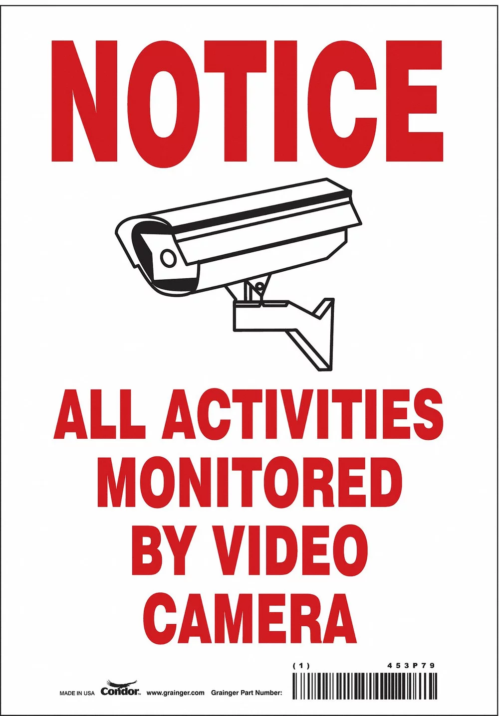 Condor Safety Sign,10 in x 7 in,Vinyl 453P79 453P79 ZO-G5529087