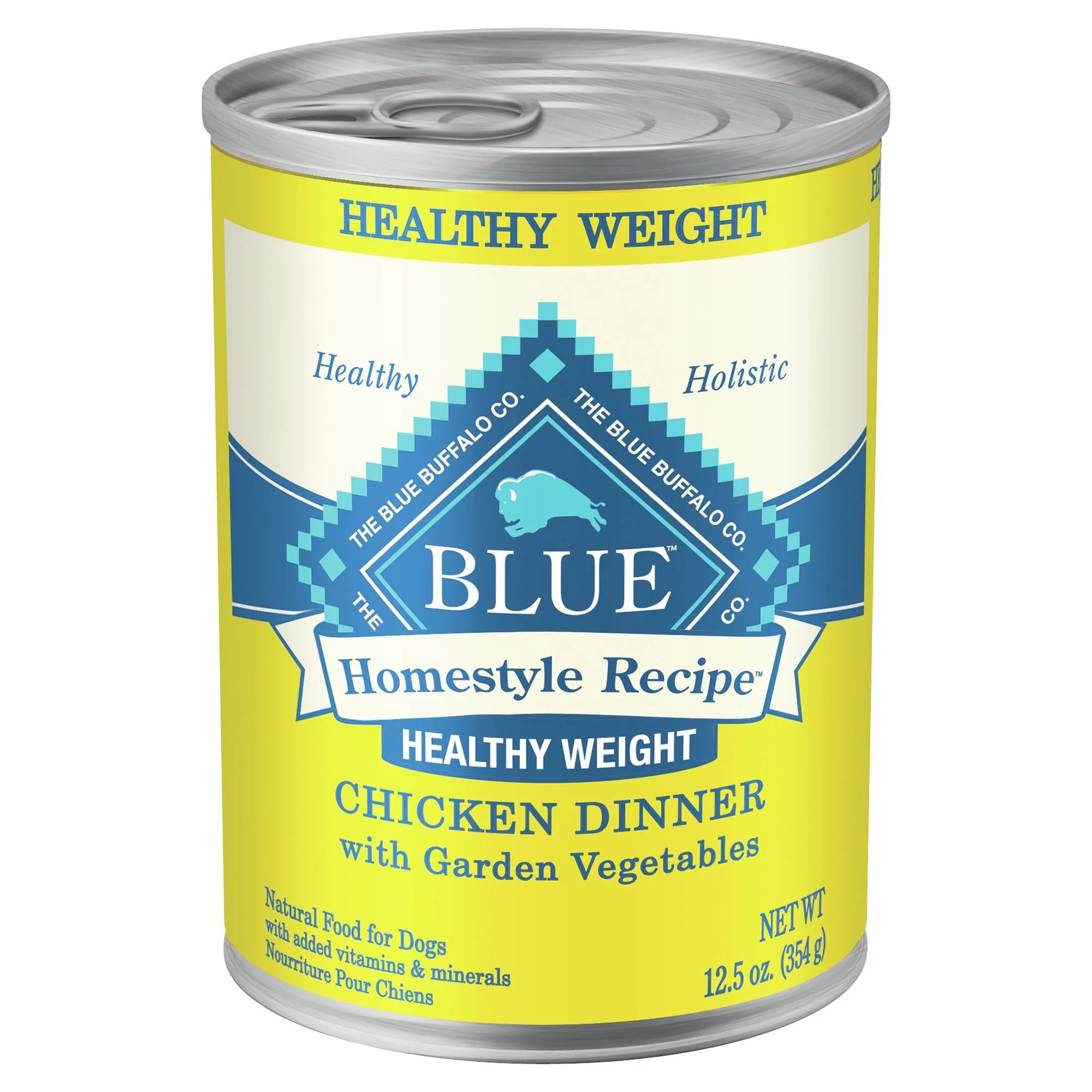 (4 pack) Blue Buffalo Homestyle Recipe Healthy Weight Chicken Pate Wet Dog Food for Adult Dogs, Whole Grain, 12.5 oz. Can
