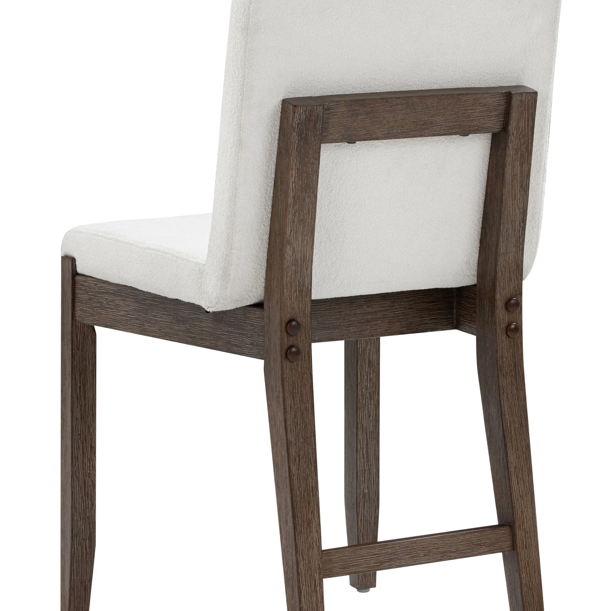 Nathan James Gracie Scandinavian Dining Chair with Cushion, Boucle Dining Chair with Solid Wood Frame, Cream Boucle/Dark Brown