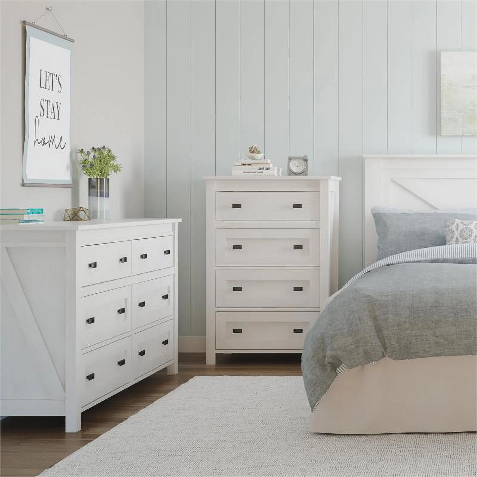 Bowery Hill 6 Drawer Dresser in Ivory Oak Woodgrain Finish