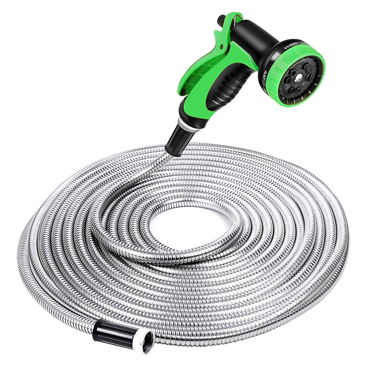 Specilite Heavy Duty 50 Foot Stainless Steel 10 Spray Pattern Nozzle Garden Hose